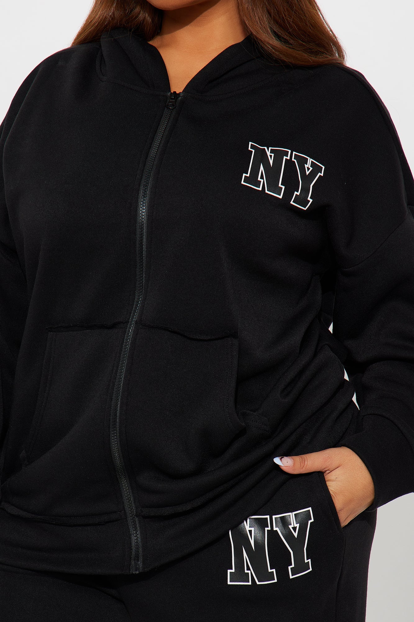NY Oversized Fleece Pant Set - Black