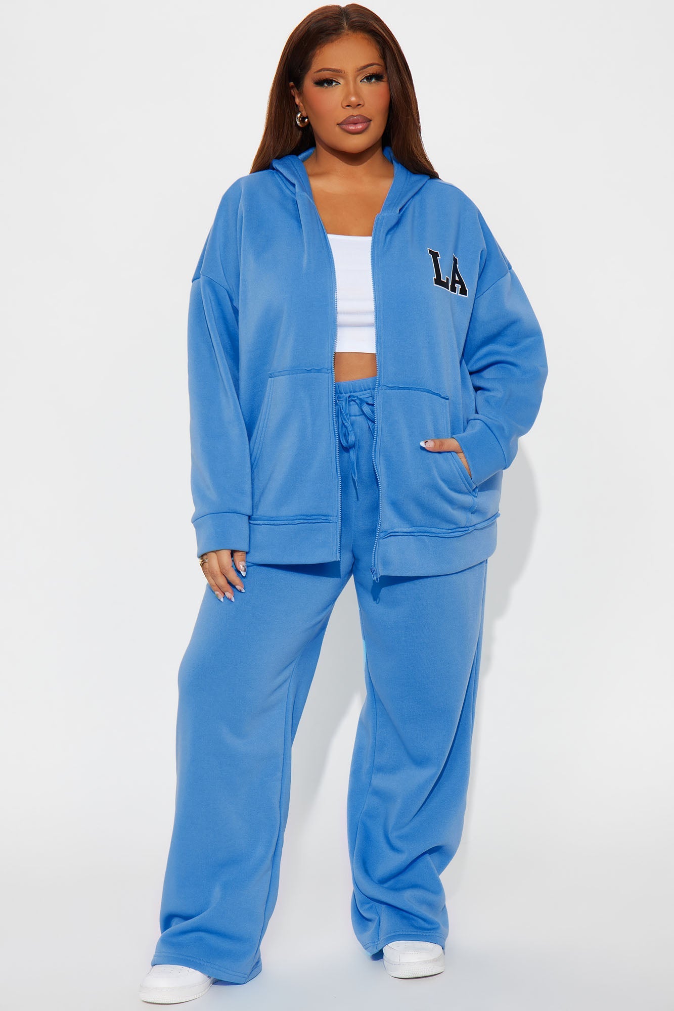 LA Oversized Fleece Pant Set - Blue