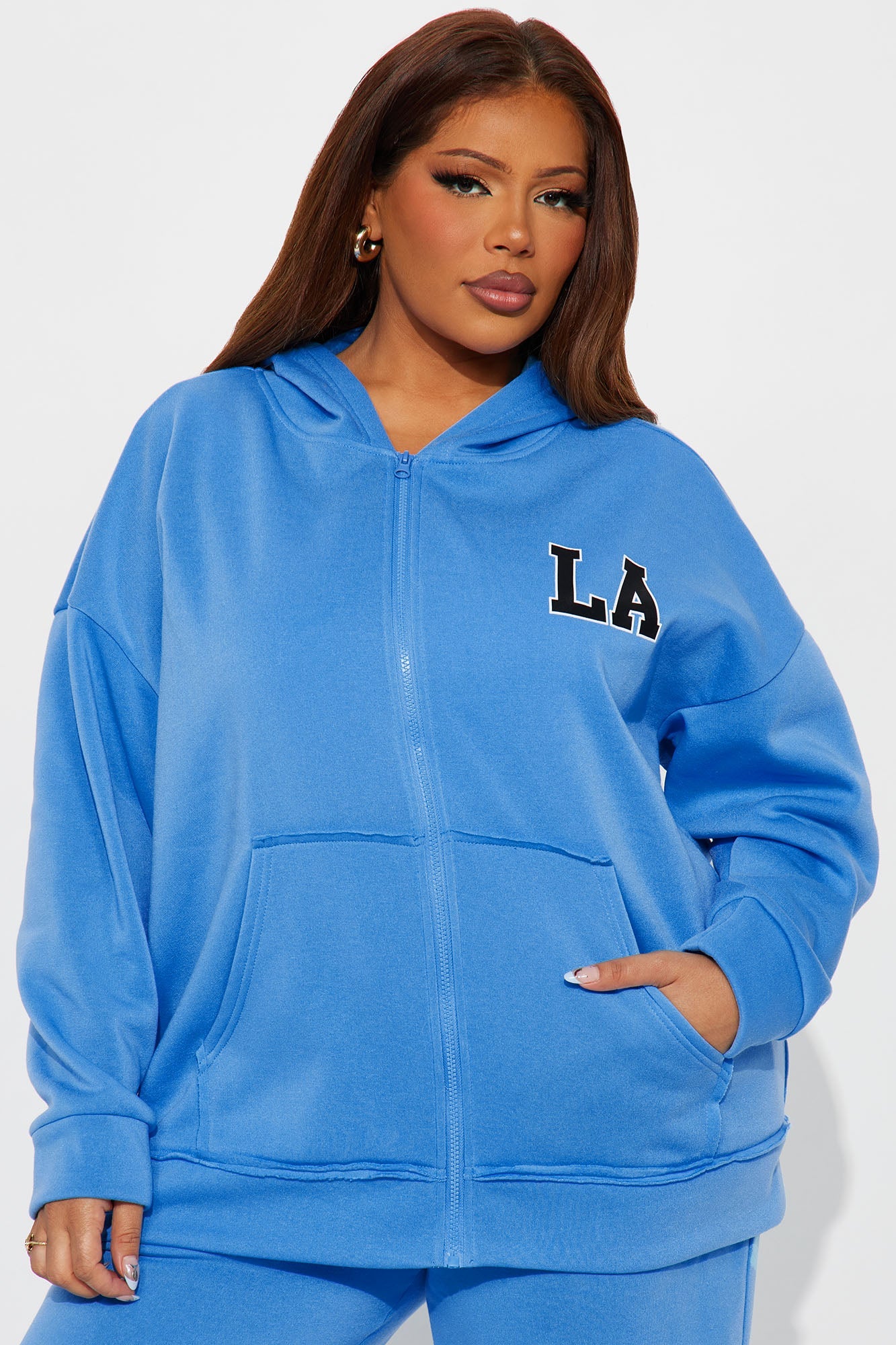 LA Oversized Fleece Pant Set - Blue