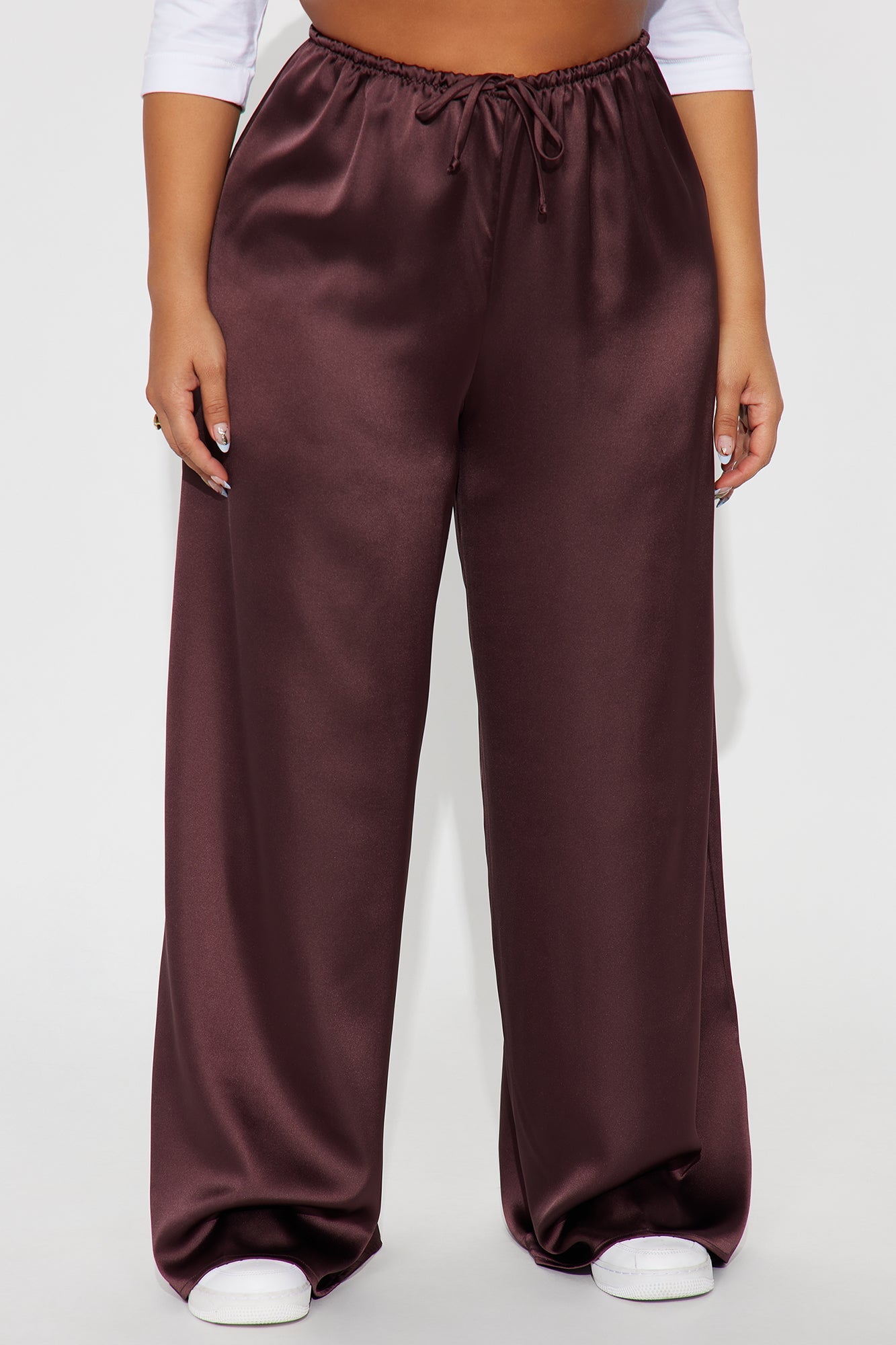 Augustine Satin Wide Leg Pant 32″ - Chocolate