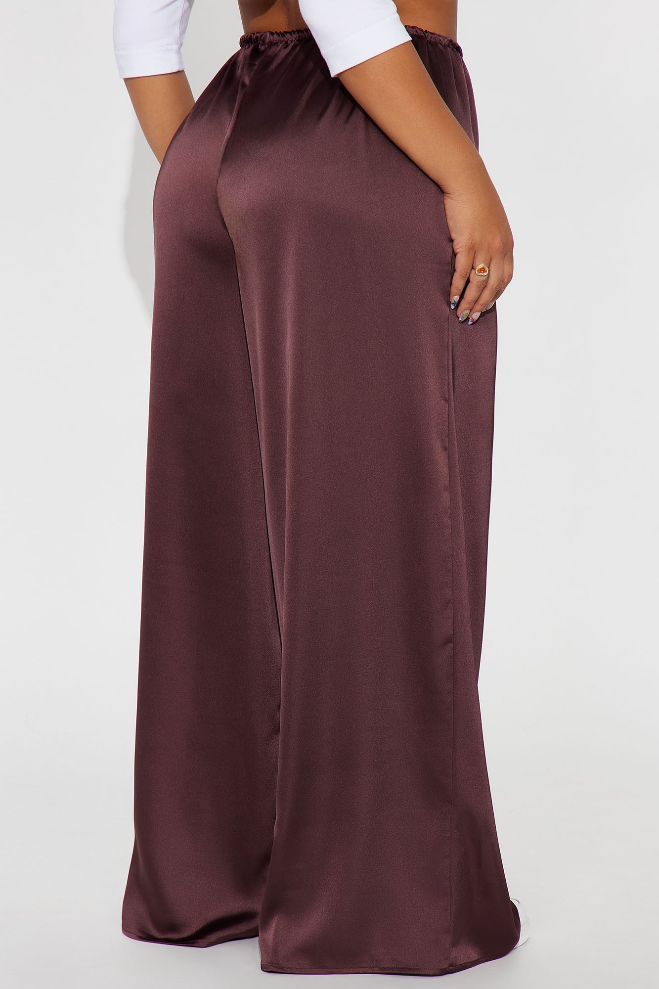 Augustine Satin Wide Leg Pant 32″ - Chocolate