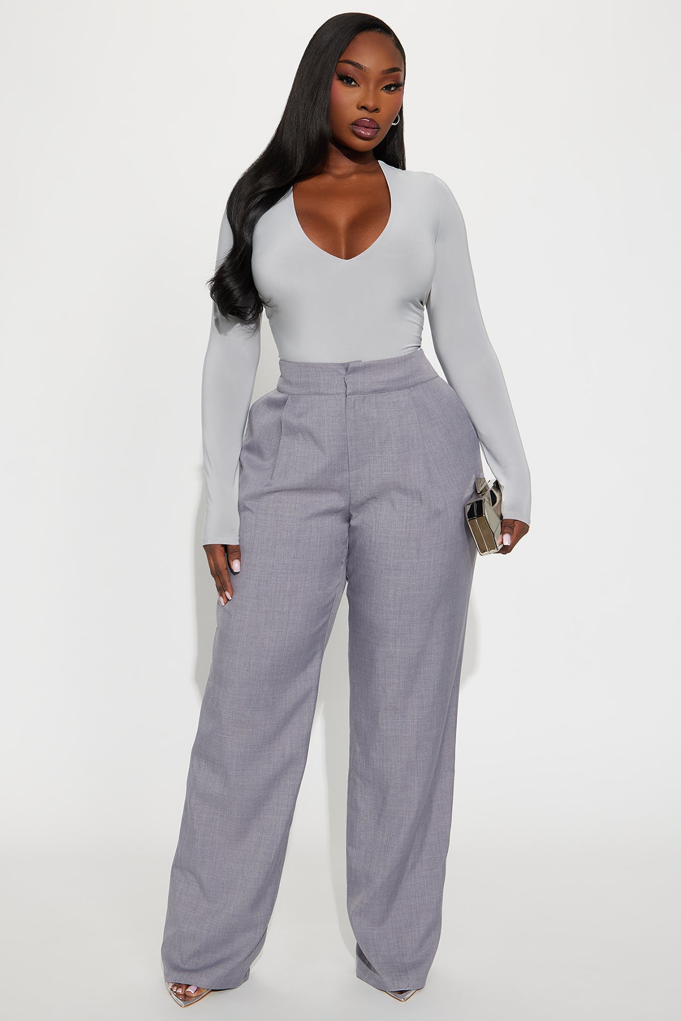 Rachel Straight Leg Trouser Pant 33″ - Grey