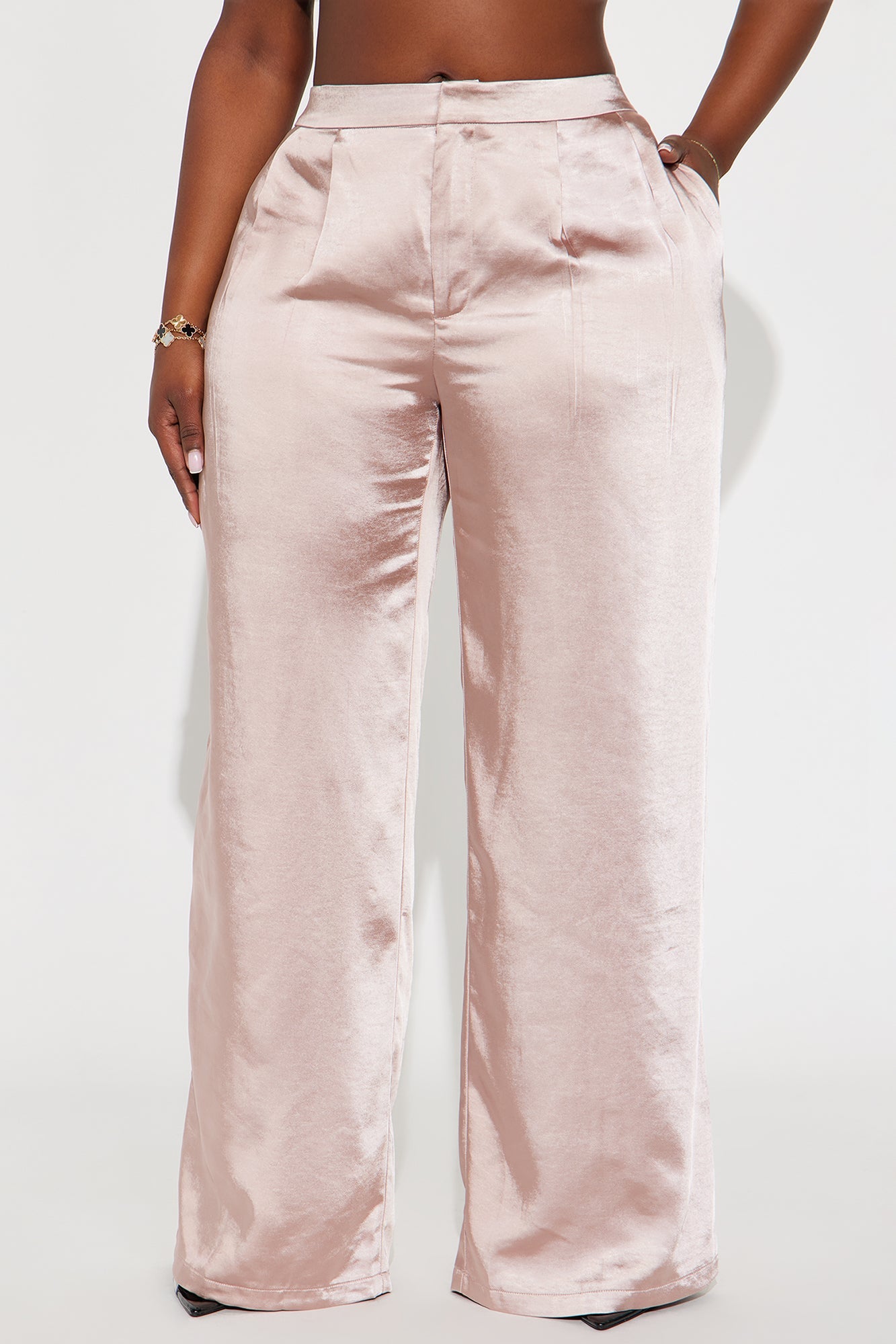 Main Topic Low Rise Wide Leg Satin Pant 33 - Mauve