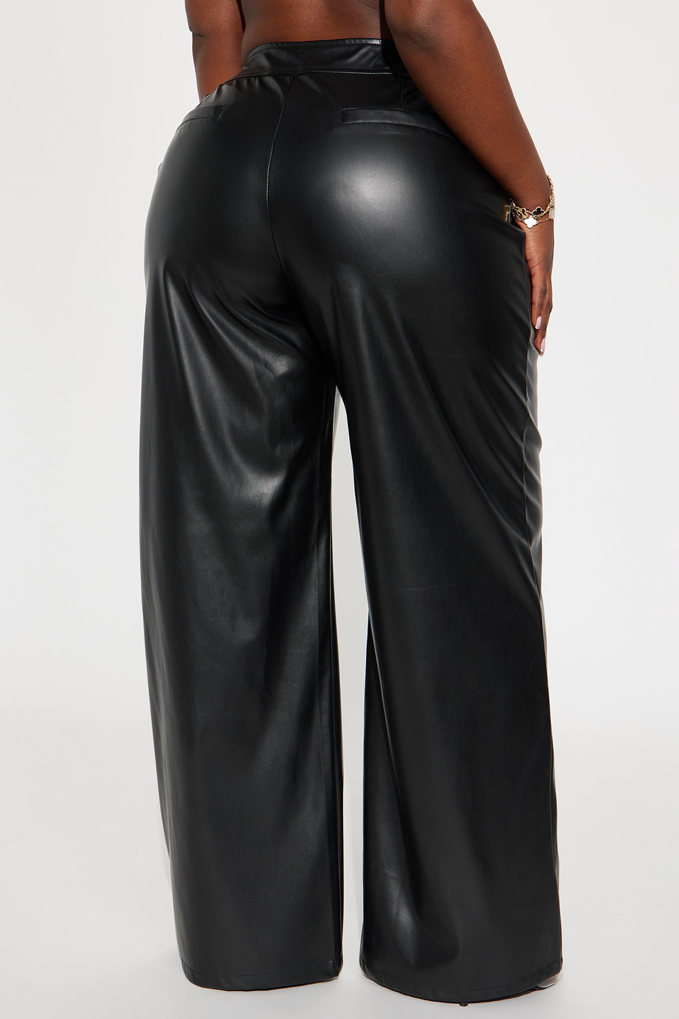 Going Somewhere Faux Leather Wide Leg Pant 33 - Black
