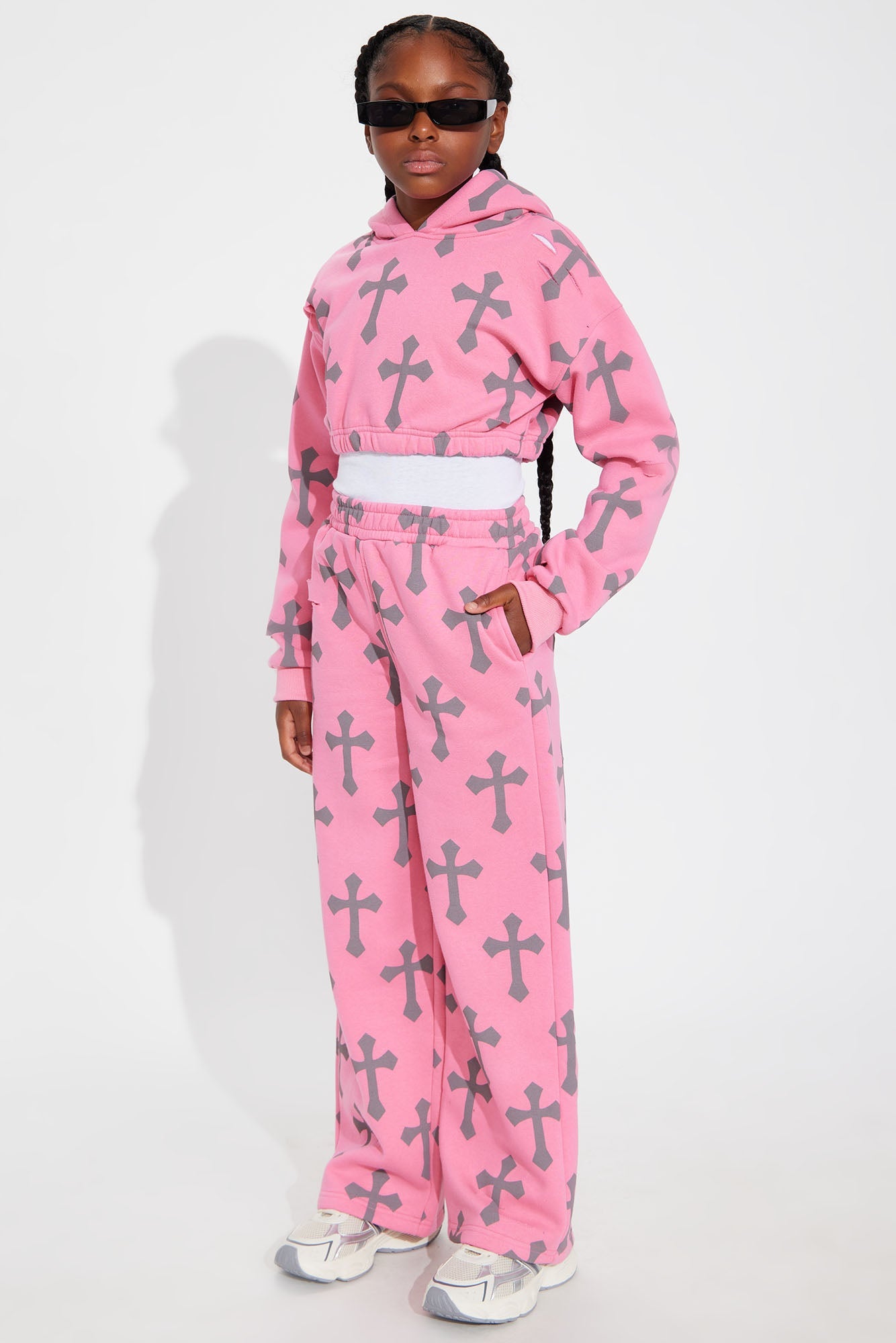 Mini Faith In Me Cropped Hoodie - Pink