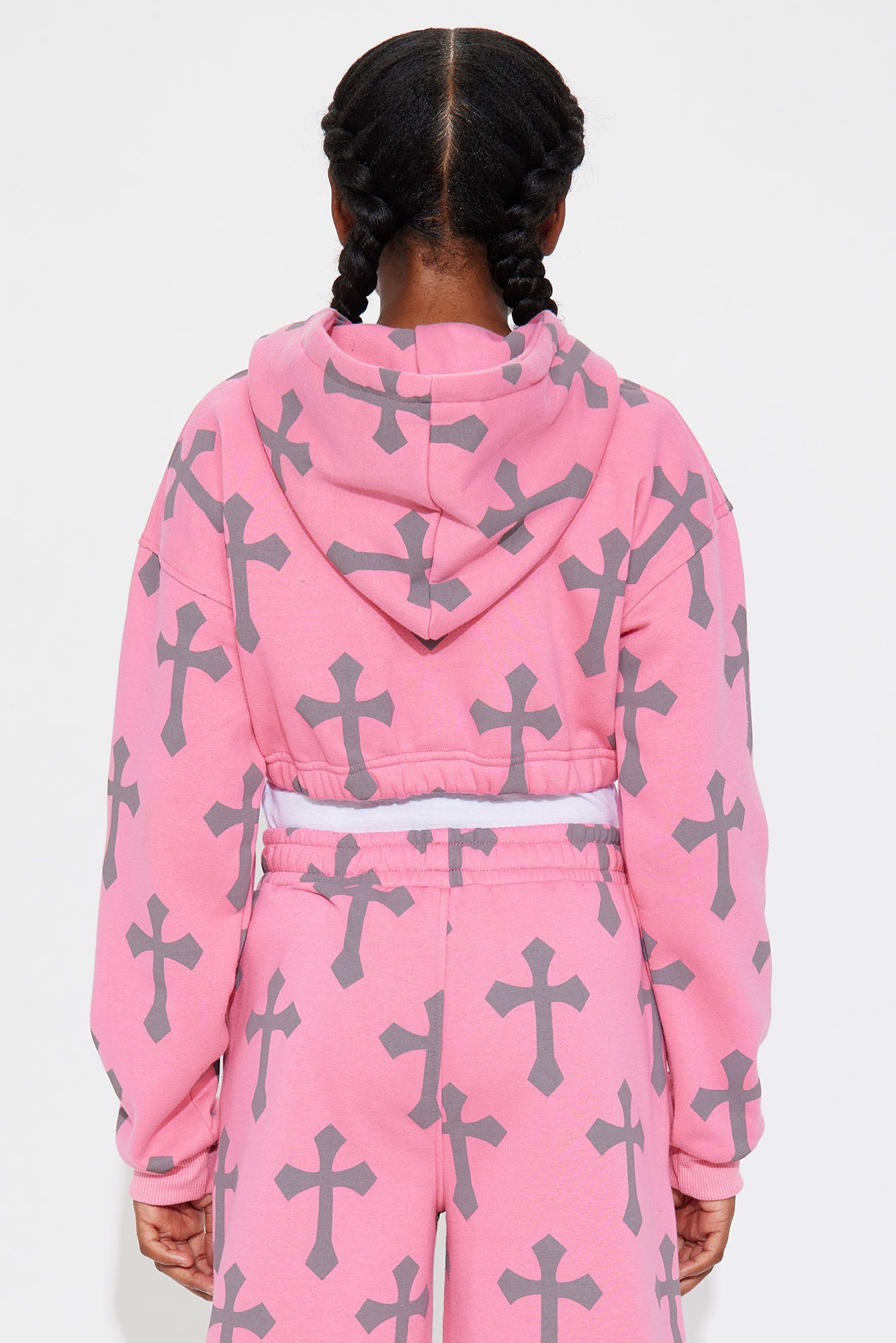 Mini Faith In Me Cropped Hoodie - Pink