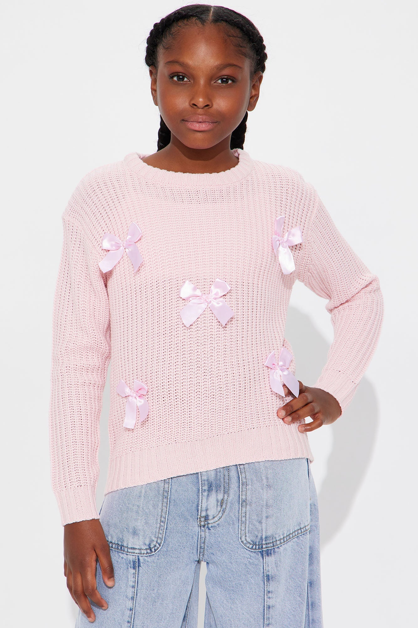 Mini Talia Bow Sweater - Pink