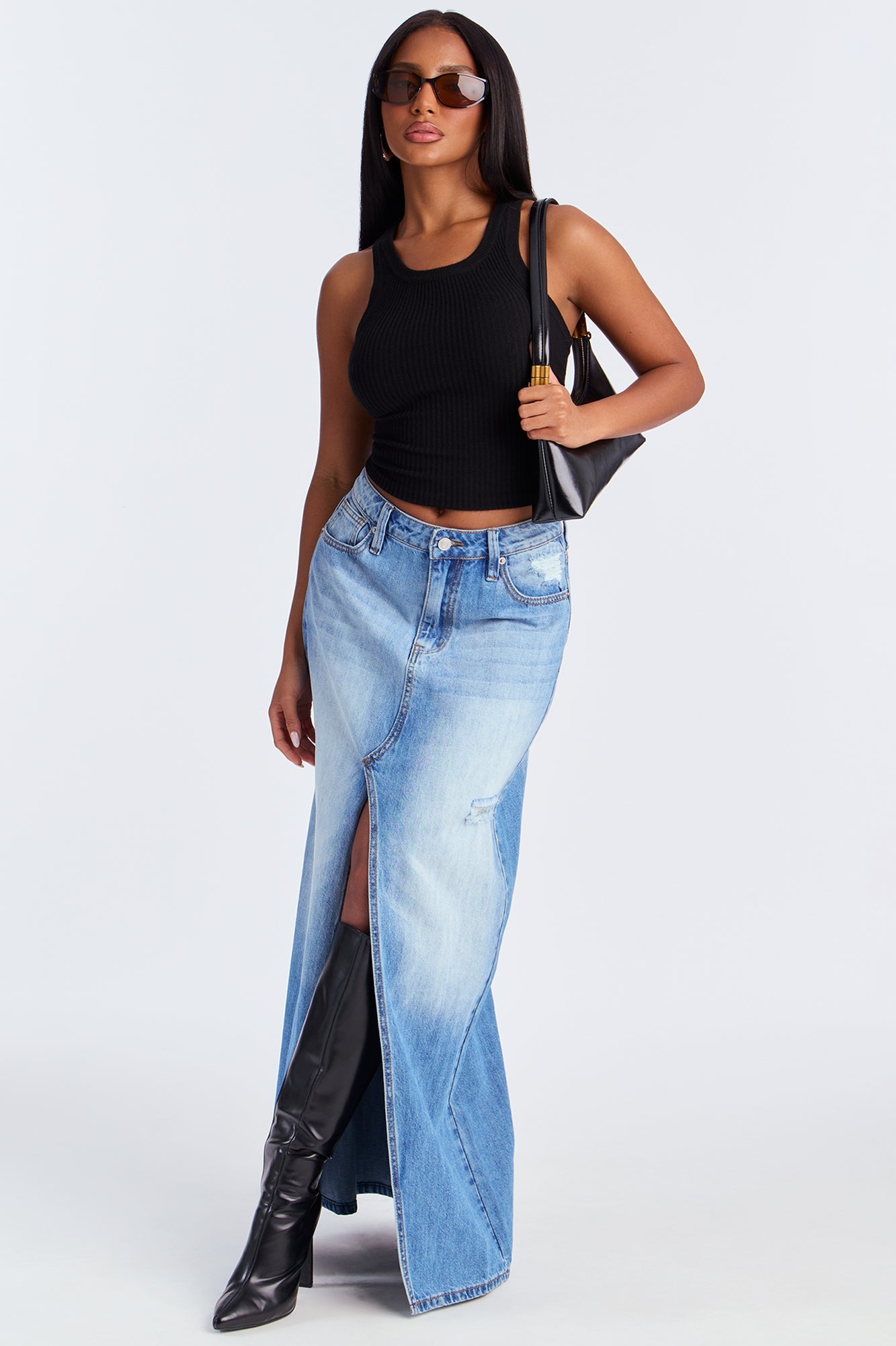 All Cute Sweater Tank Top - Black