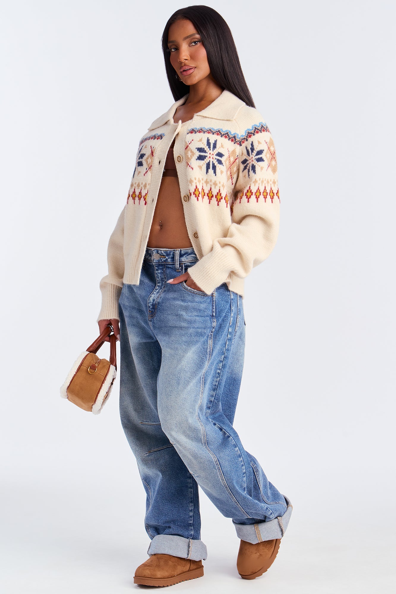 Cold Hearted Fair Isle Cardigan - Taupe