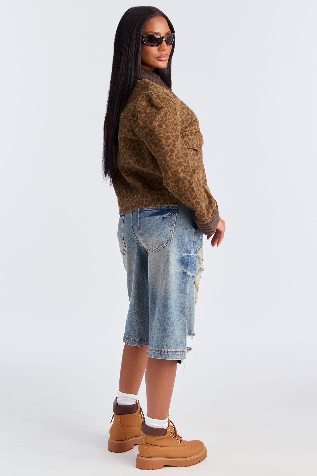 Urban Leopard Twill Trucker Jacket - Leopard