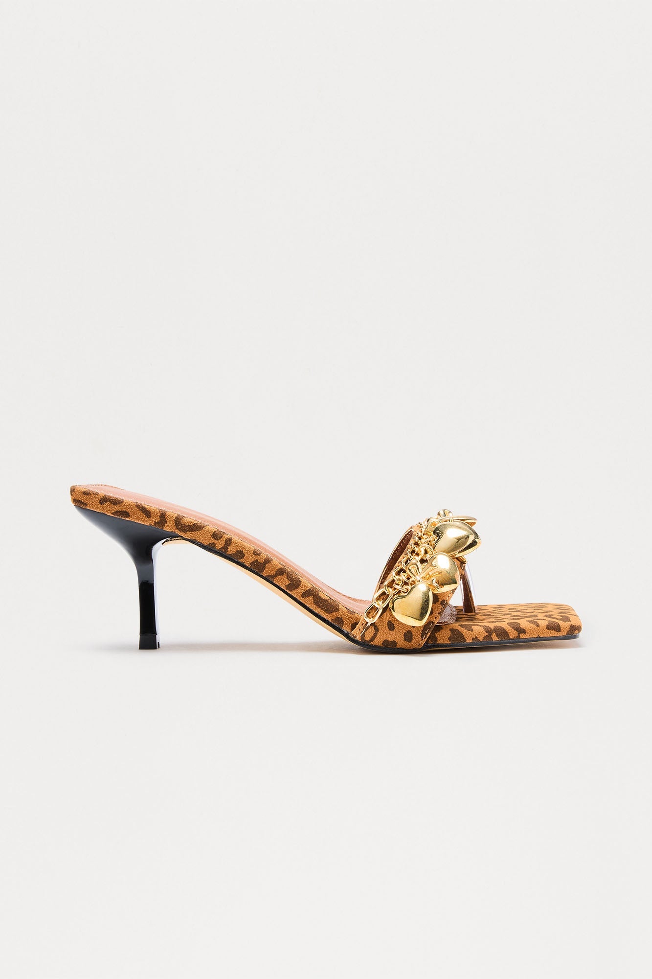 Hot Take Heart Charm Mules - Leopard