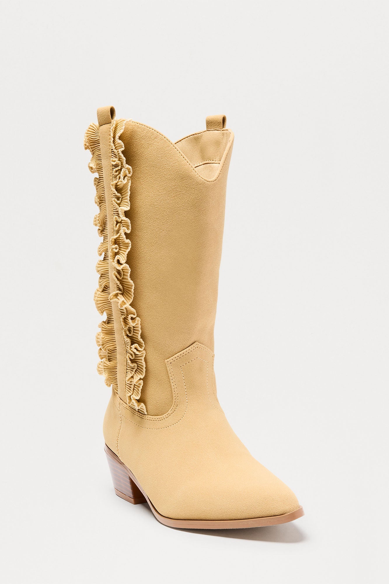 Equestrian Ruffle Cowboy Boots - Sand