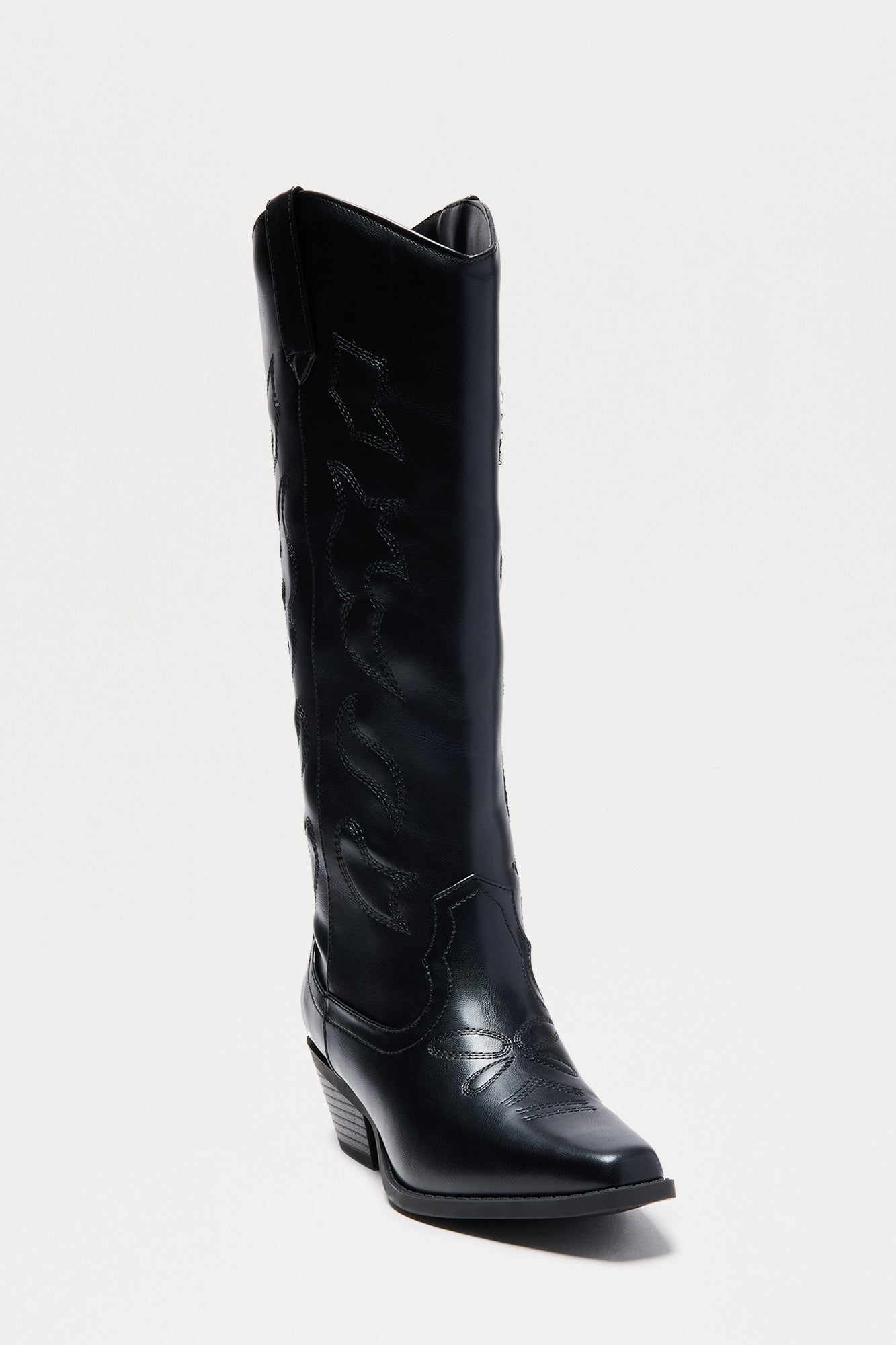 Daniel Knee High Cowboy Boots - Black