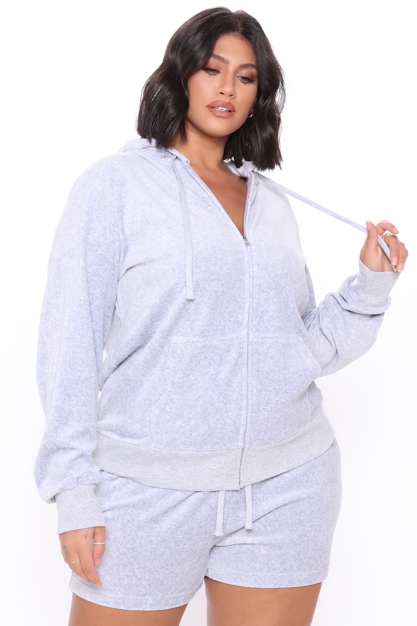 The OG Trendsetter Velour Short Set - Heather Grey