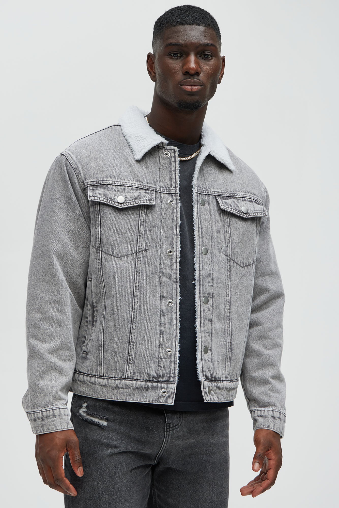Street Dreams Sherpa Collar Jacket - Grey/combo
