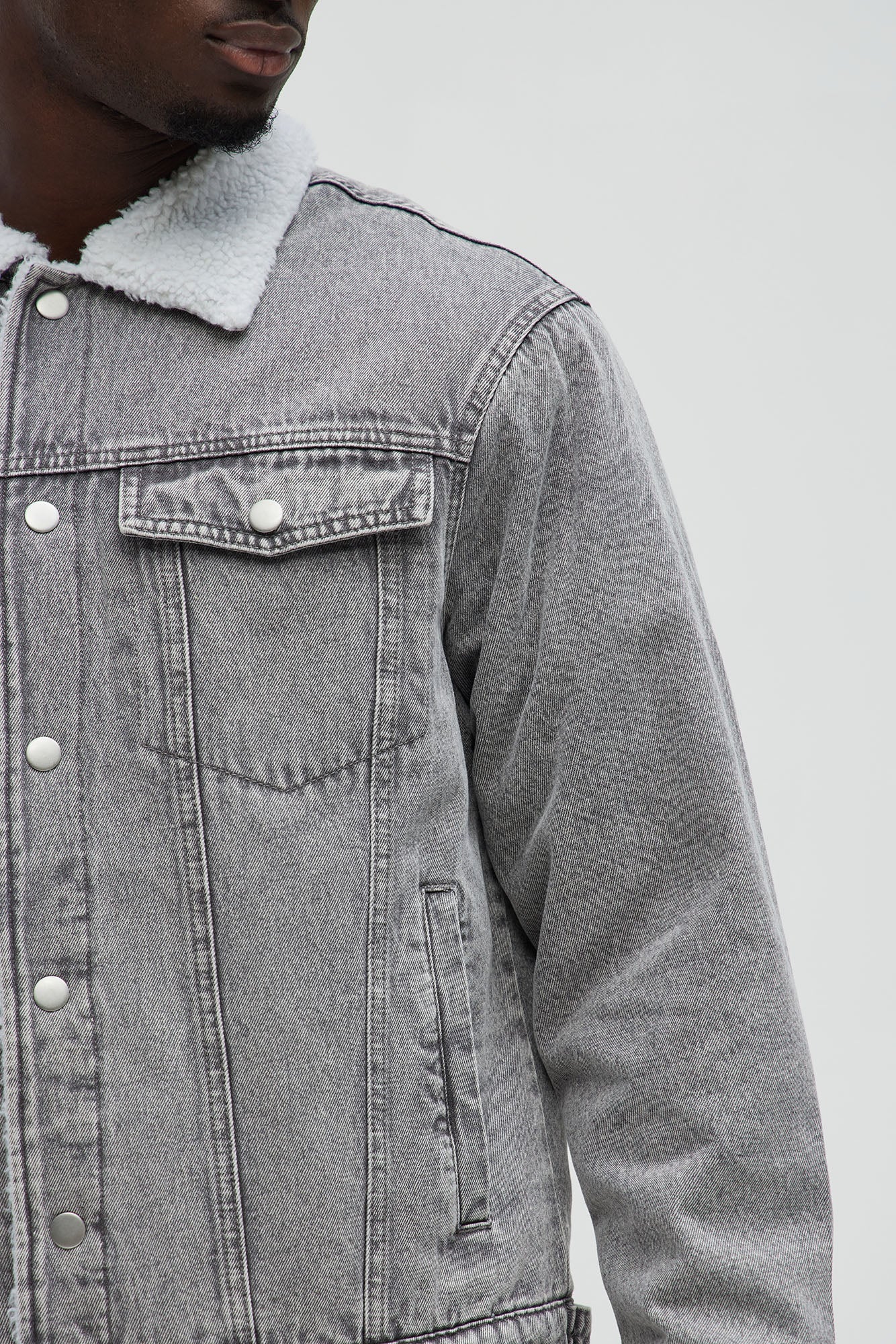 Street Dreams Sherpa Collar Jacket - Grey/combo