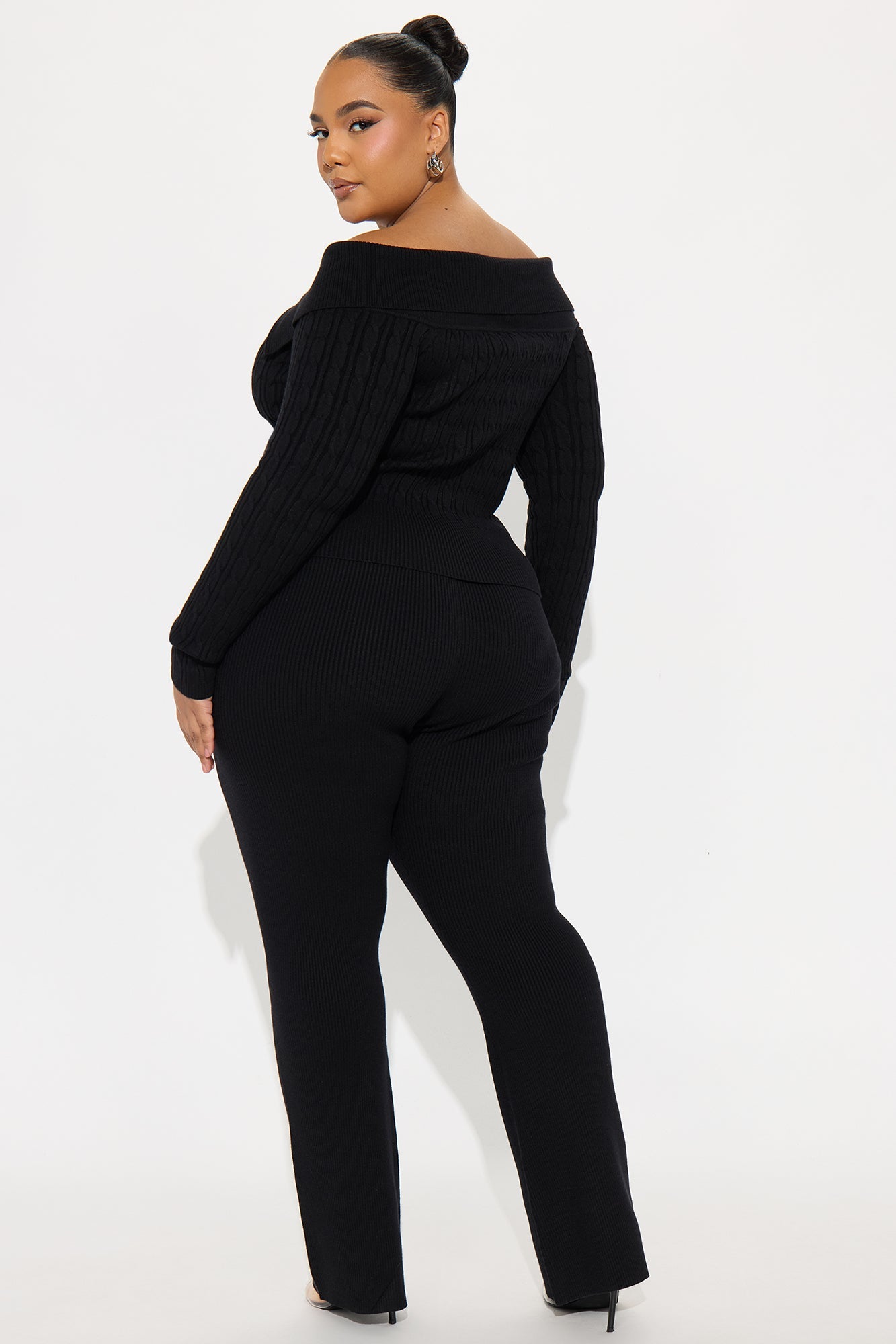 Isabella Sweater Cardigan Pant Set - Black
