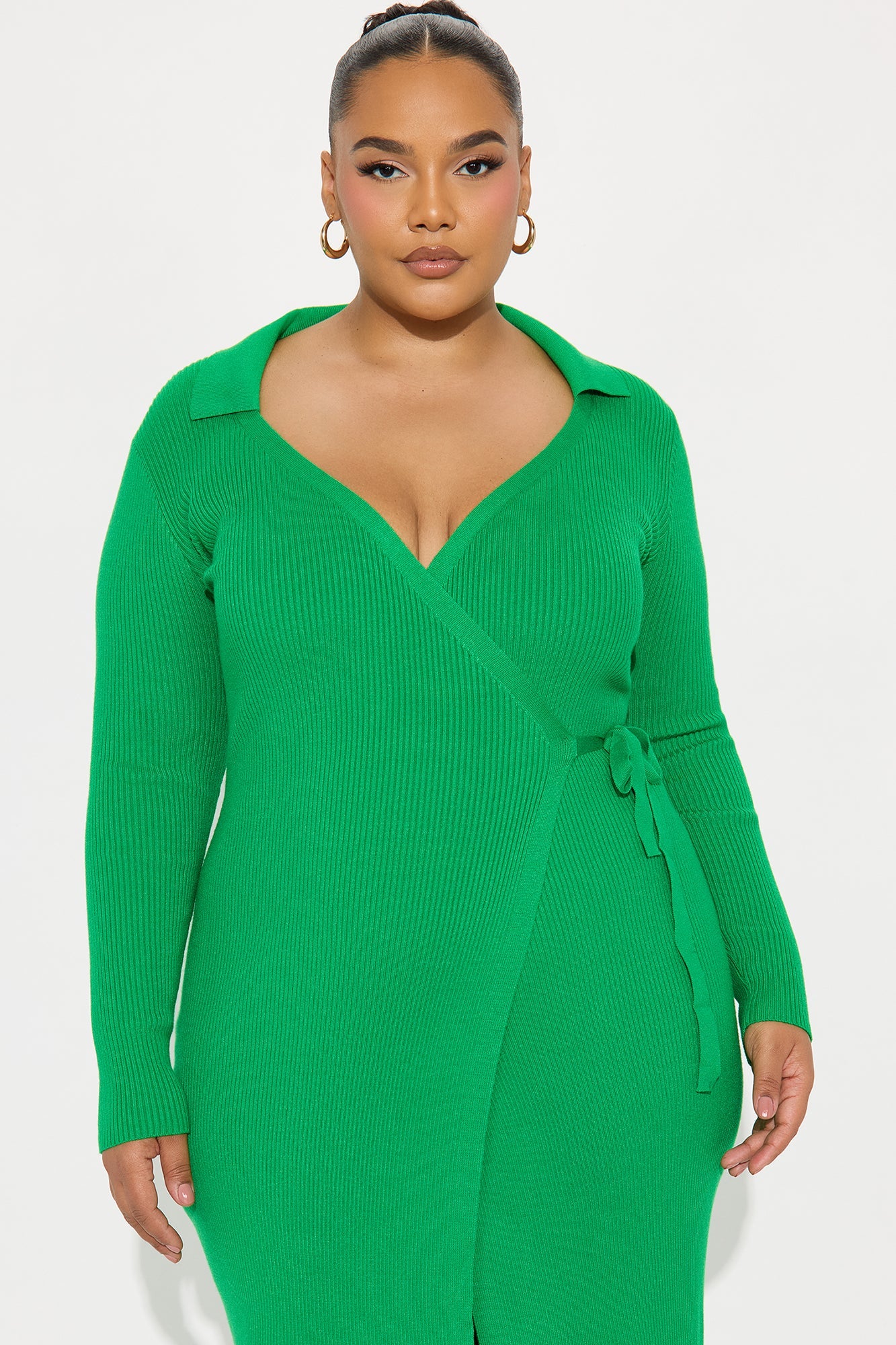 Peyton Sweater Wrap Maxi Dress - Kelly Green