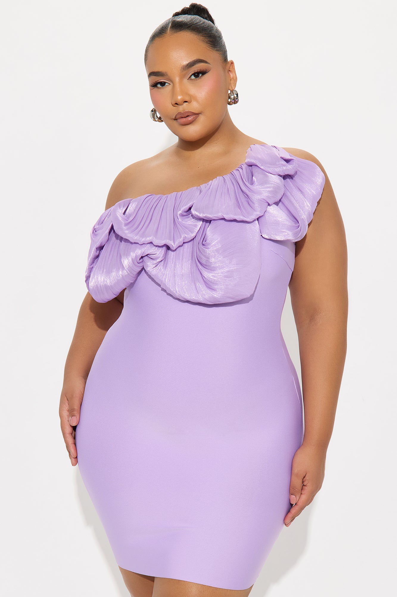 Ready For My Close Up Ruffle Bandage Mini Dress - Lavender