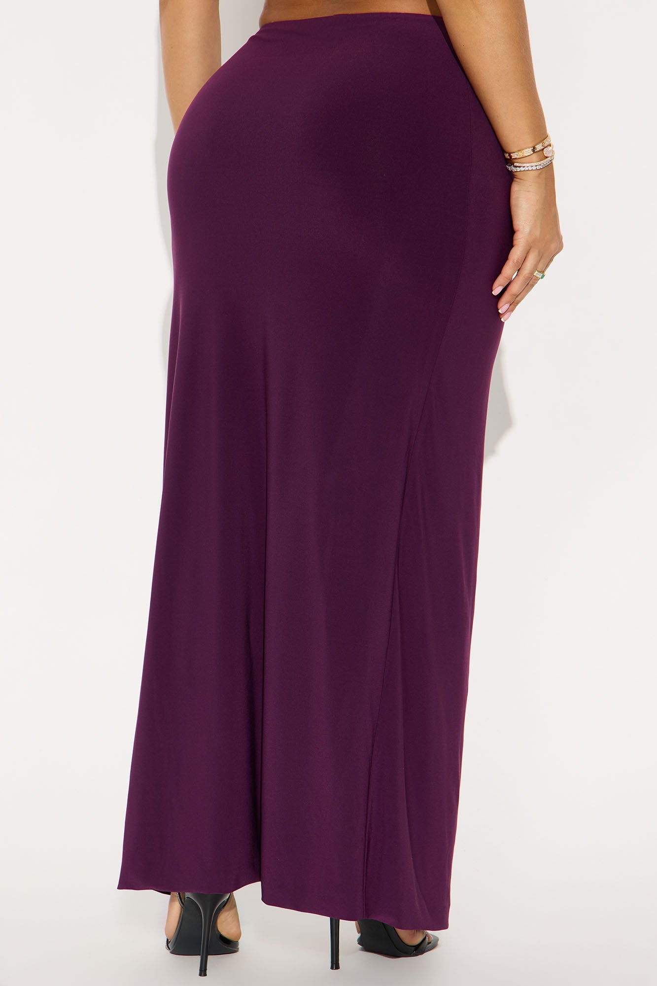 Hard To Handle High Slit Maxi Skirt - Plum
