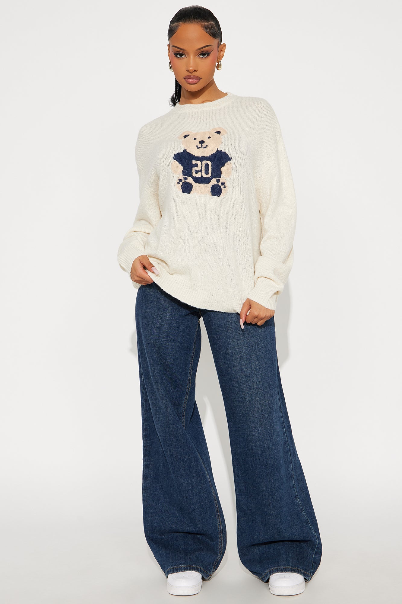 Teddy Buddy Pullover Sweater - Cream/combo