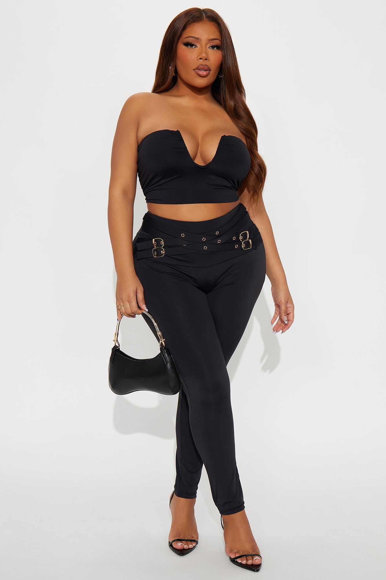 Baddie Alert High Rise Belted Legging - Black
