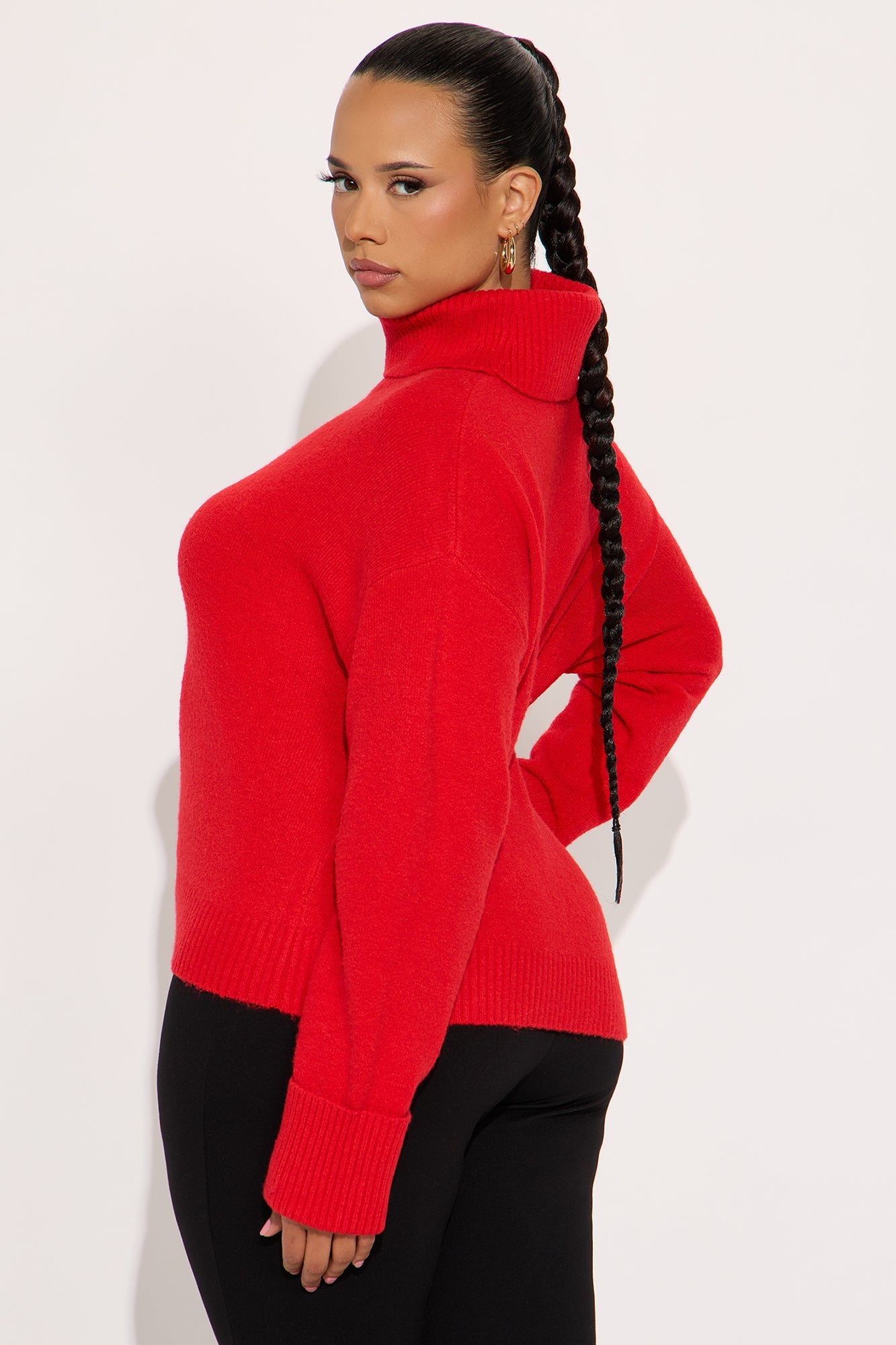 Healing Therapy Turtle Neck Sweater - Red