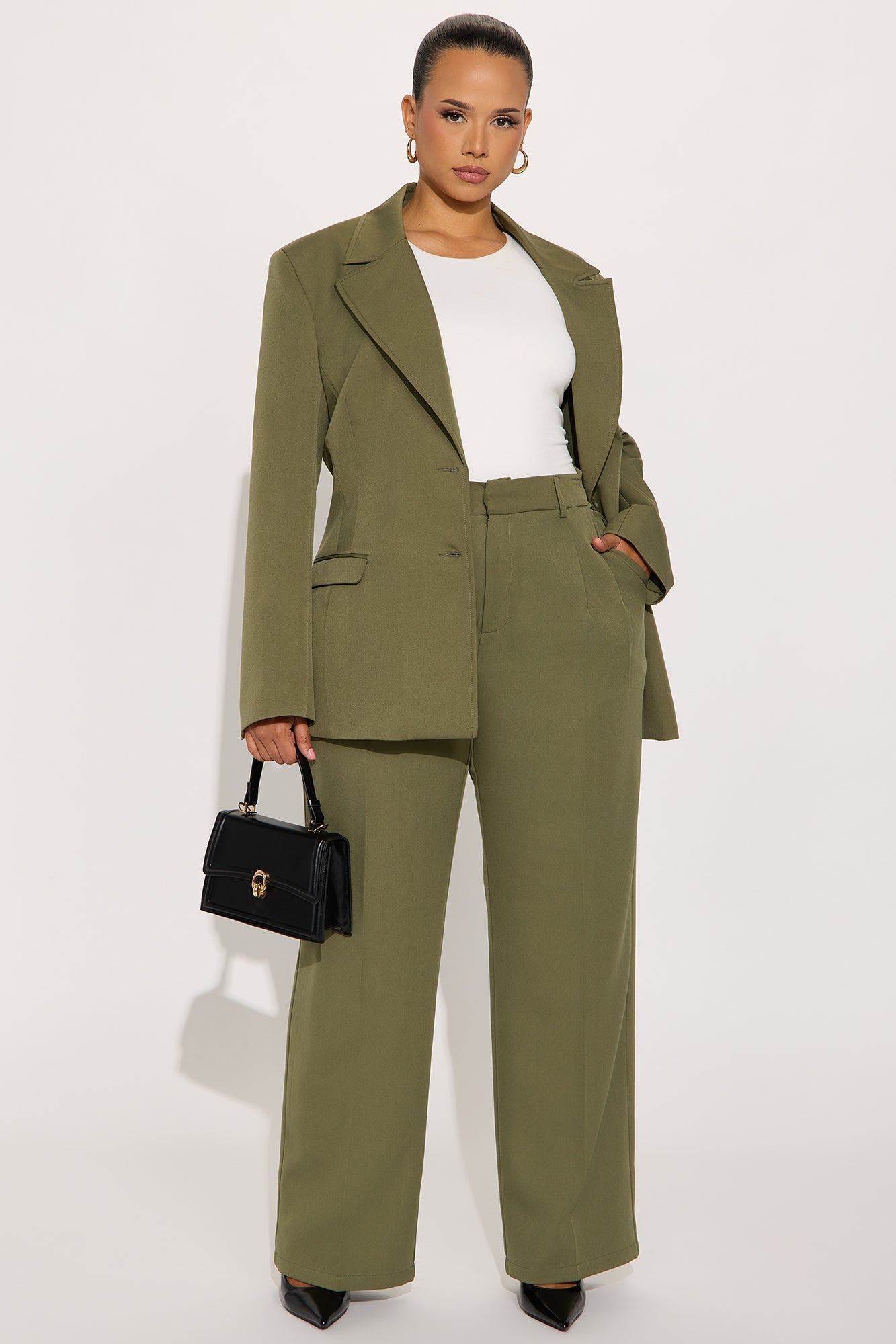 Kendall High Rise Trouser Pant - Olive
