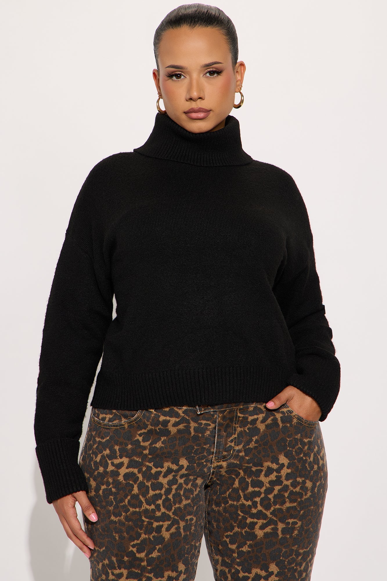 Healing Therapy Turtle Neck Sweater - Black