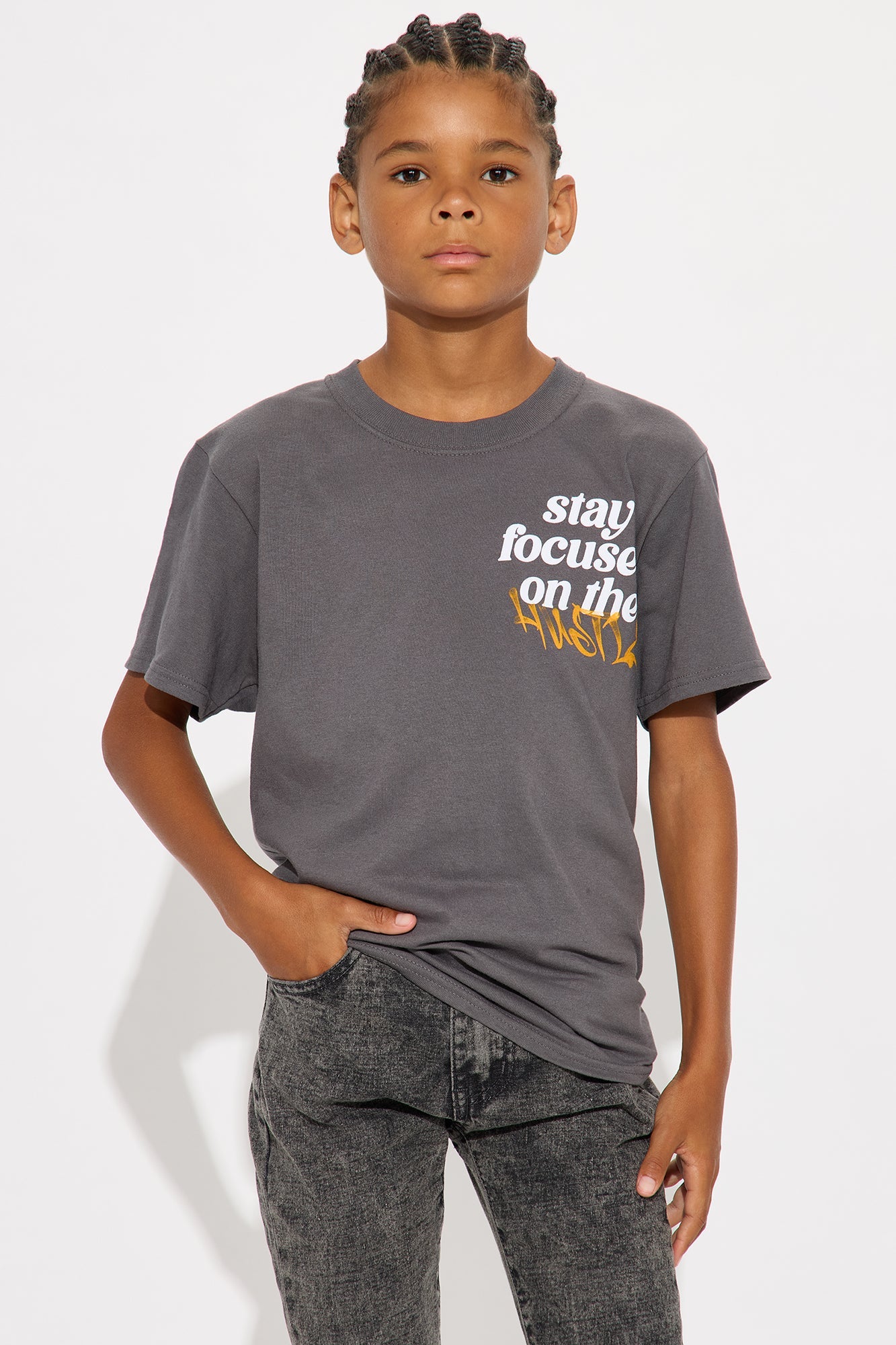 Mini Focused On The Hustle Short Sleeve Tee - Charcoal