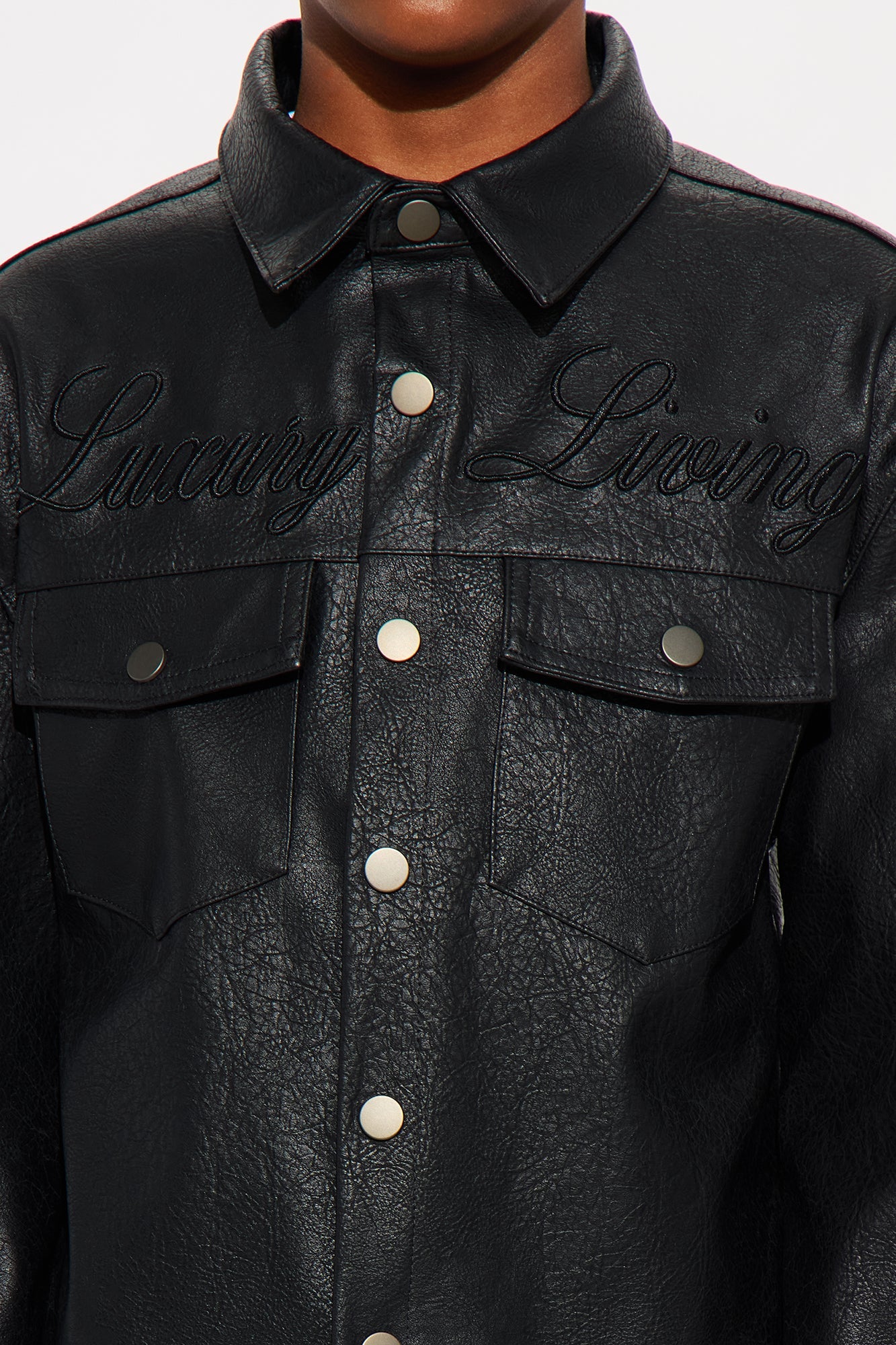 Mini Luxury Living Faux Leather Overshirt - Black