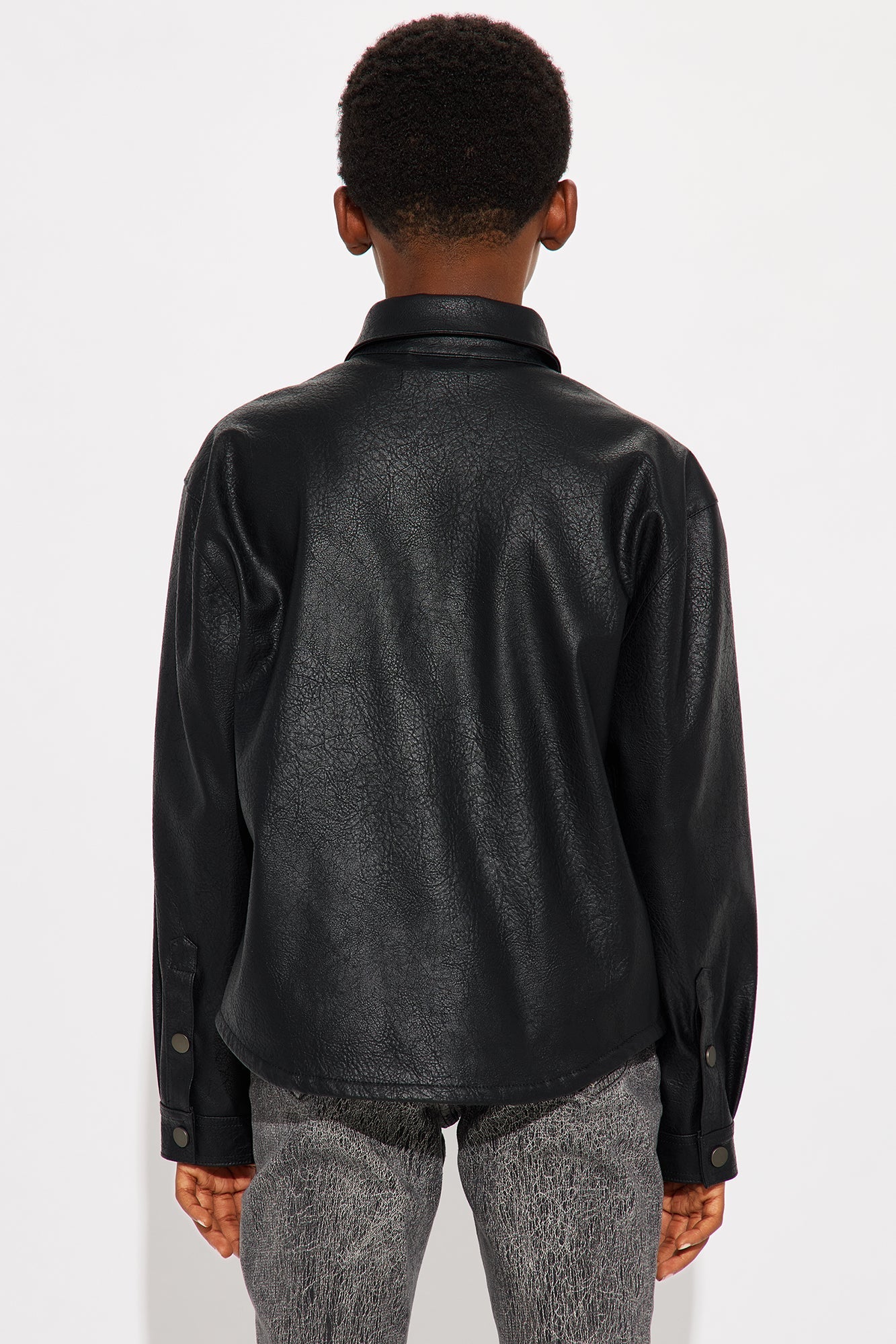 Mini Luxury Living Faux Leather Overshirt - Black