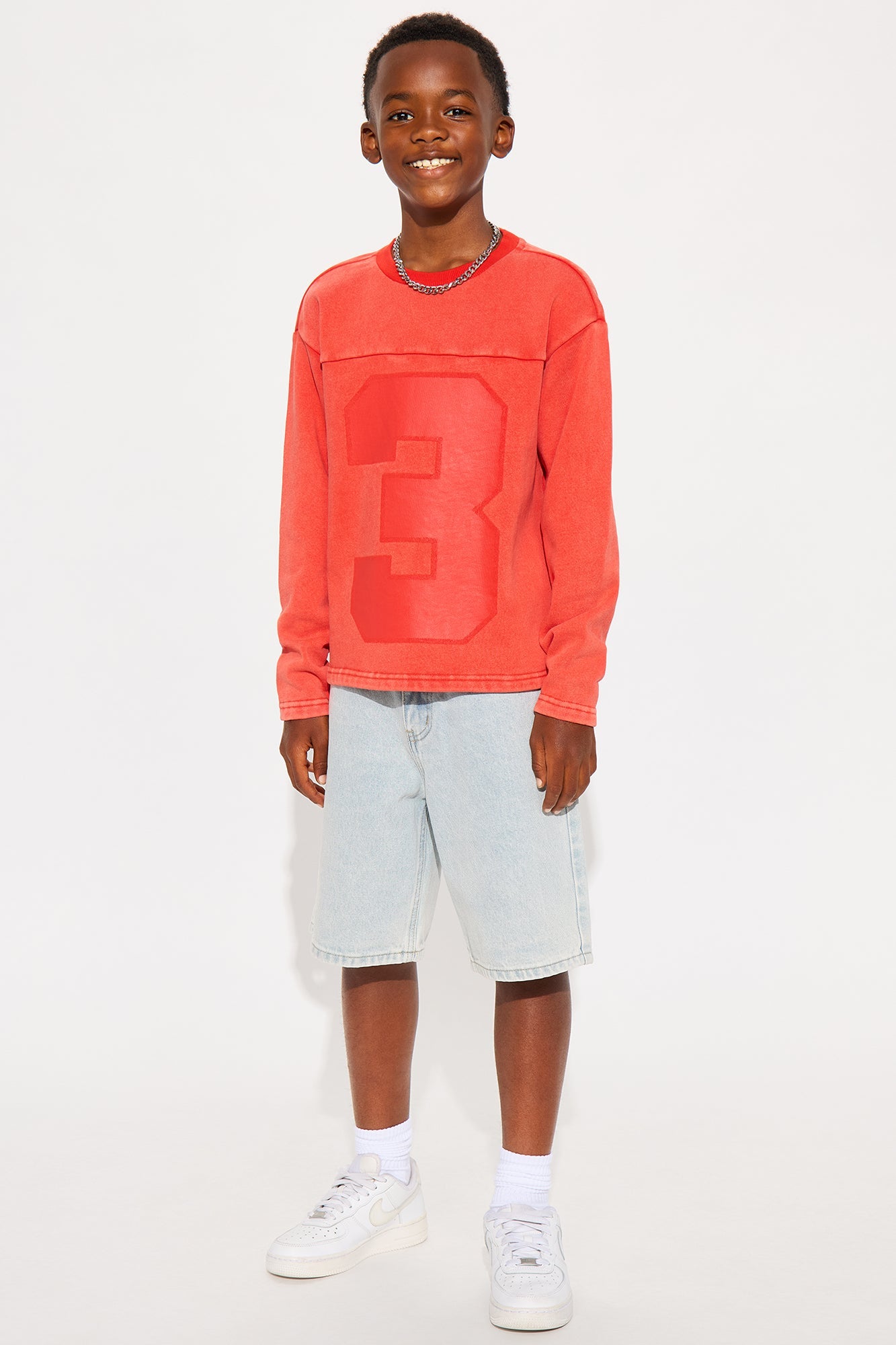 Mini Kyle Long Sleeve Oversized Tee - Red