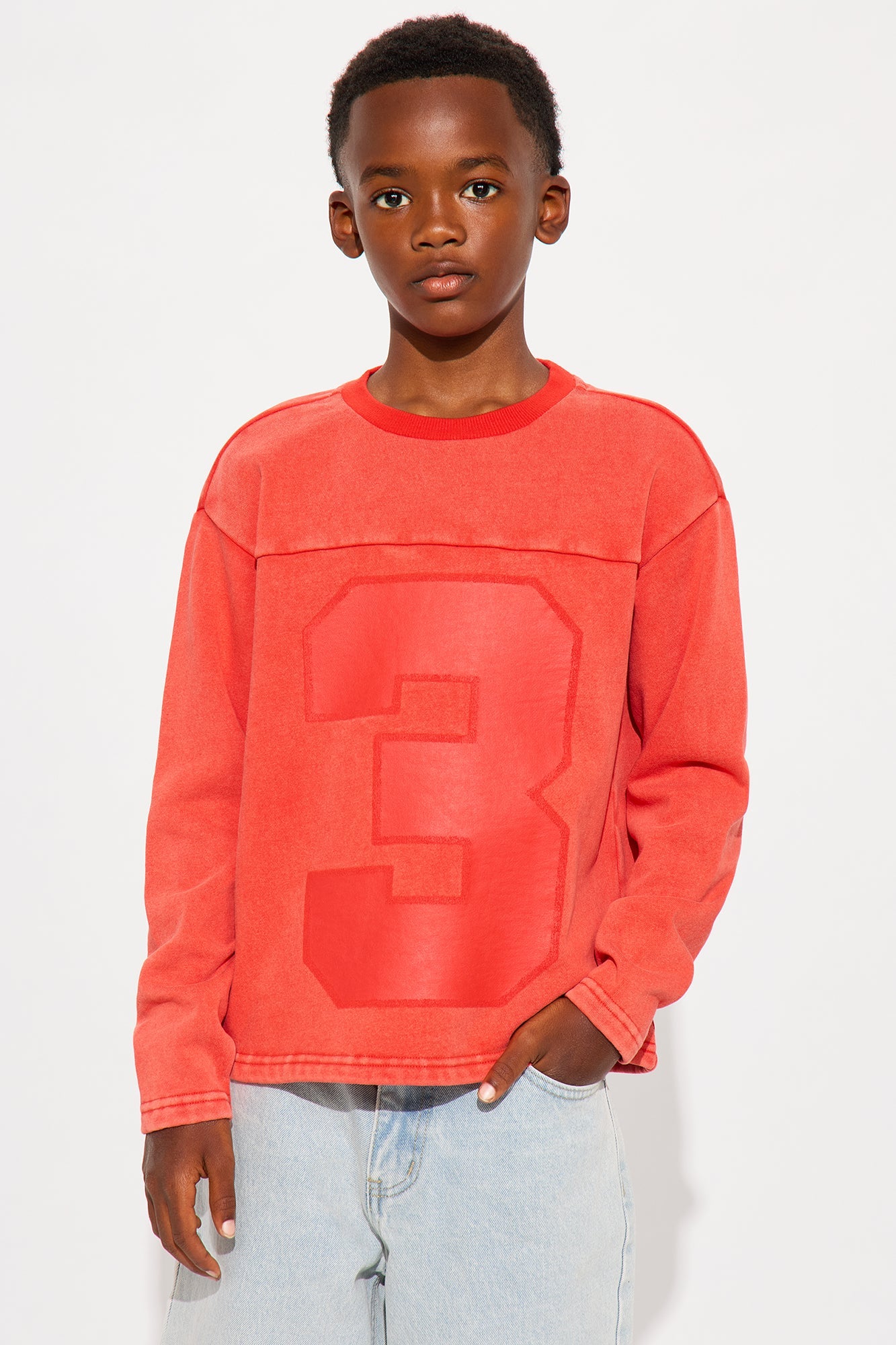 Mini Kyle Long Sleeve Oversized Tee - Red