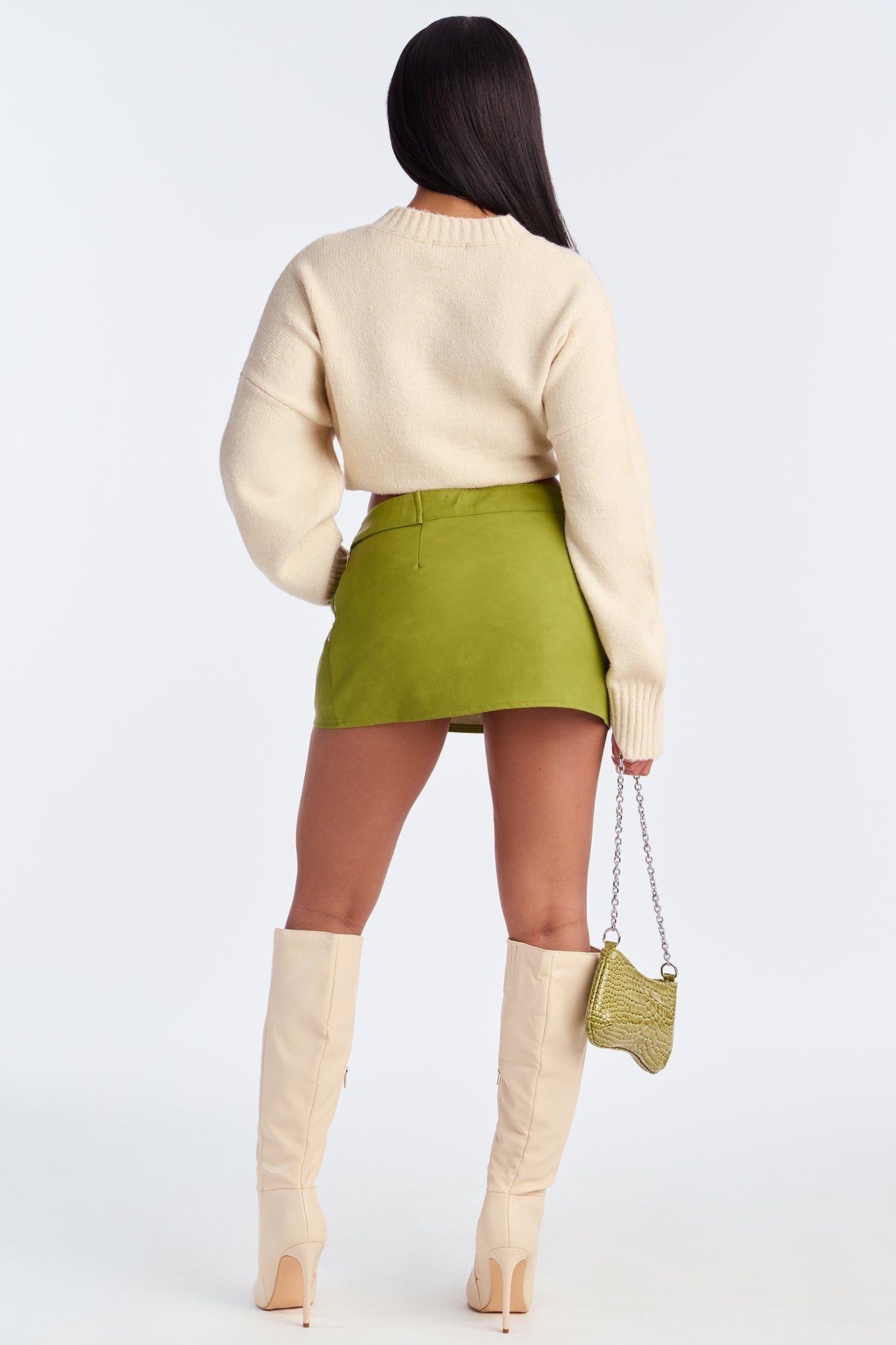 Up To No Good Washed Faux Leather Micro Mini Skirt - Olive