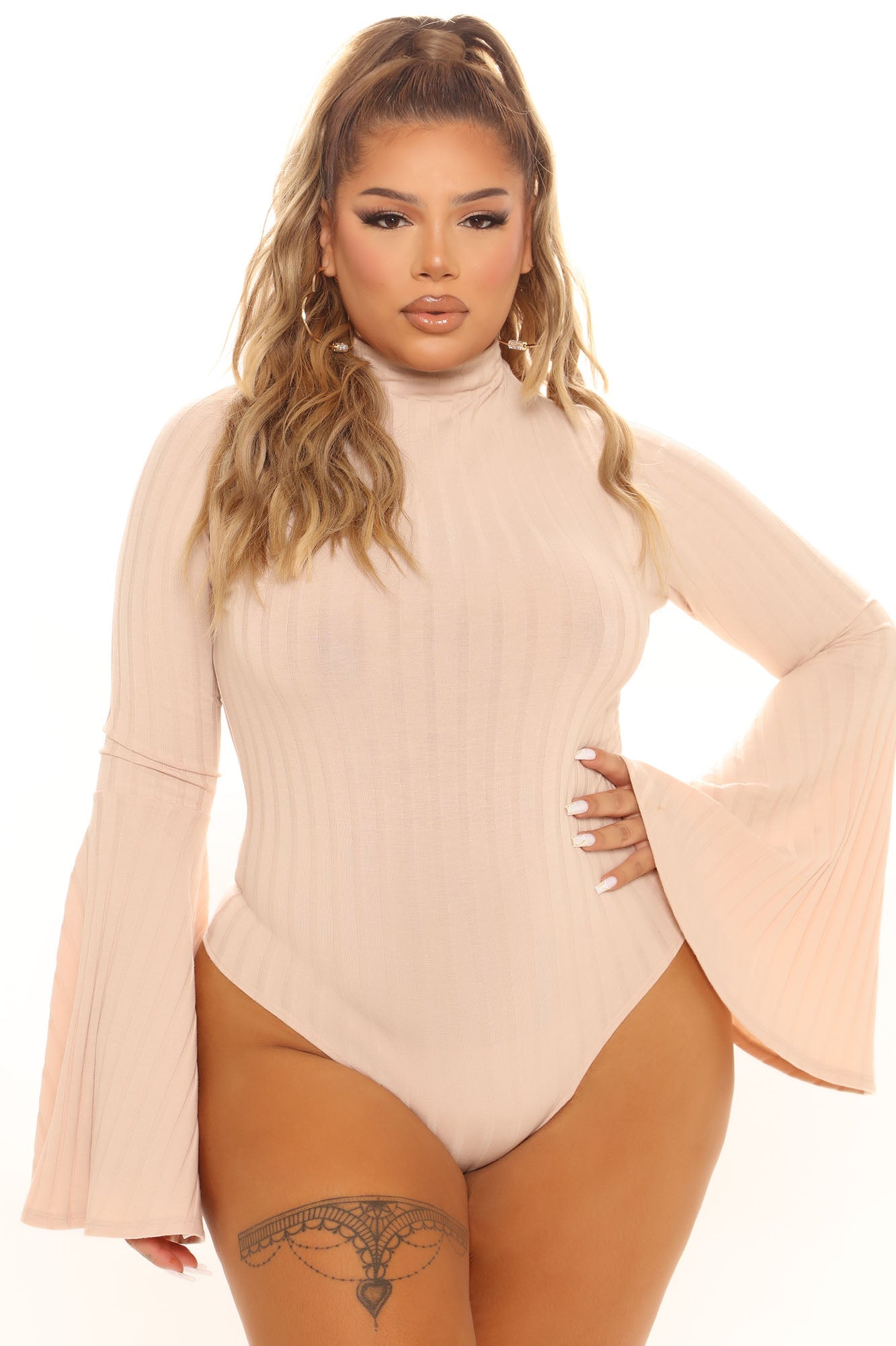 Anastasia Bell Sleeve Bodysuit - Nude
