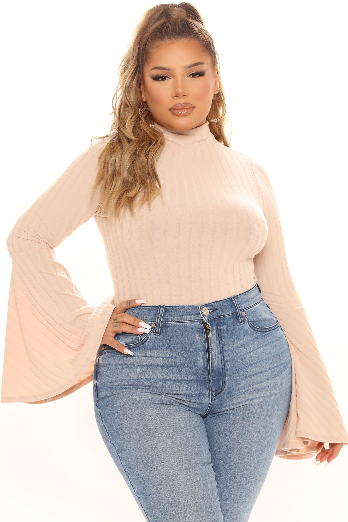 Anastasia Bell Sleeve Bodysuit - Nude