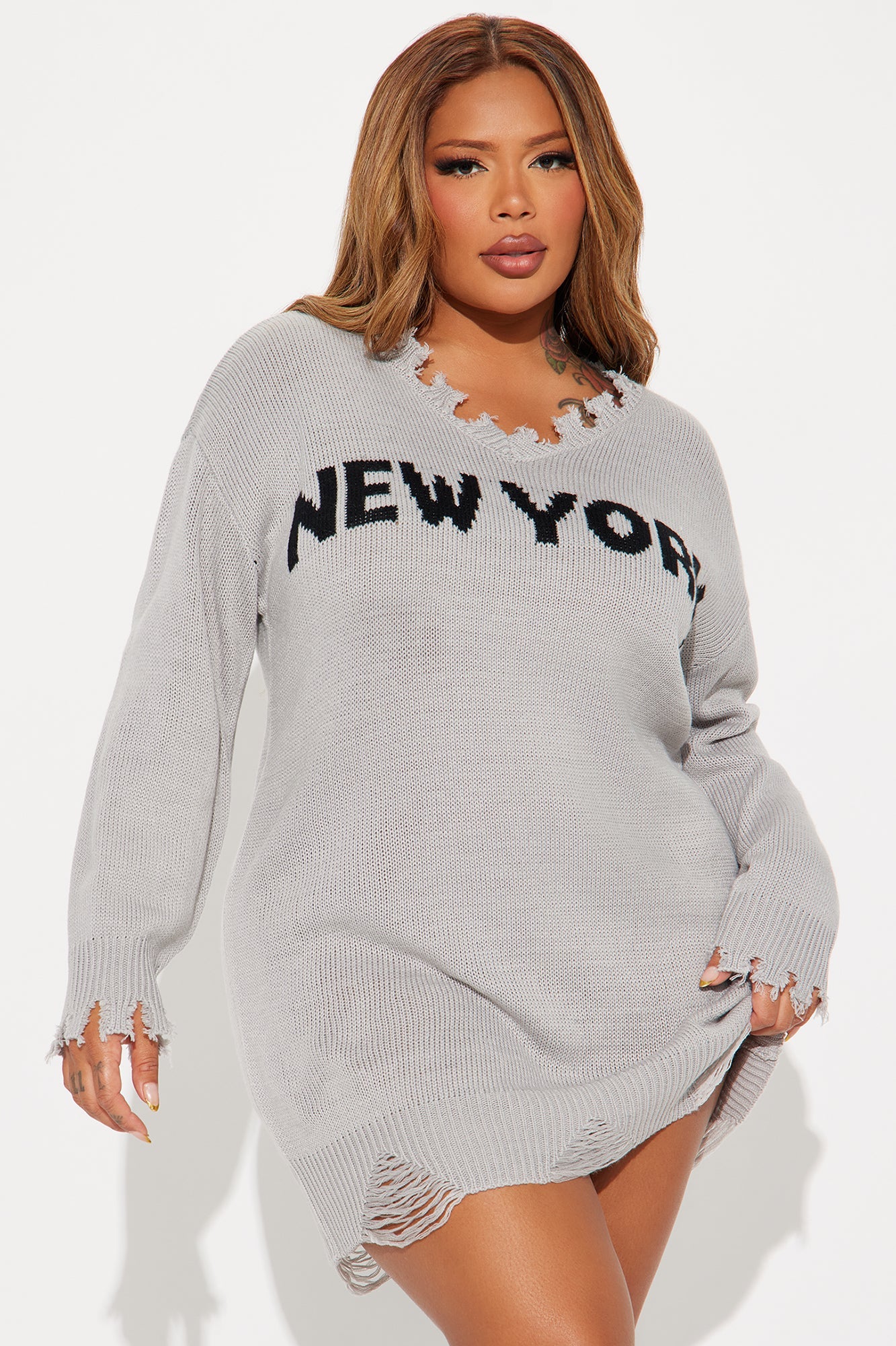 Bronx Sweater Mini Dress - Grey