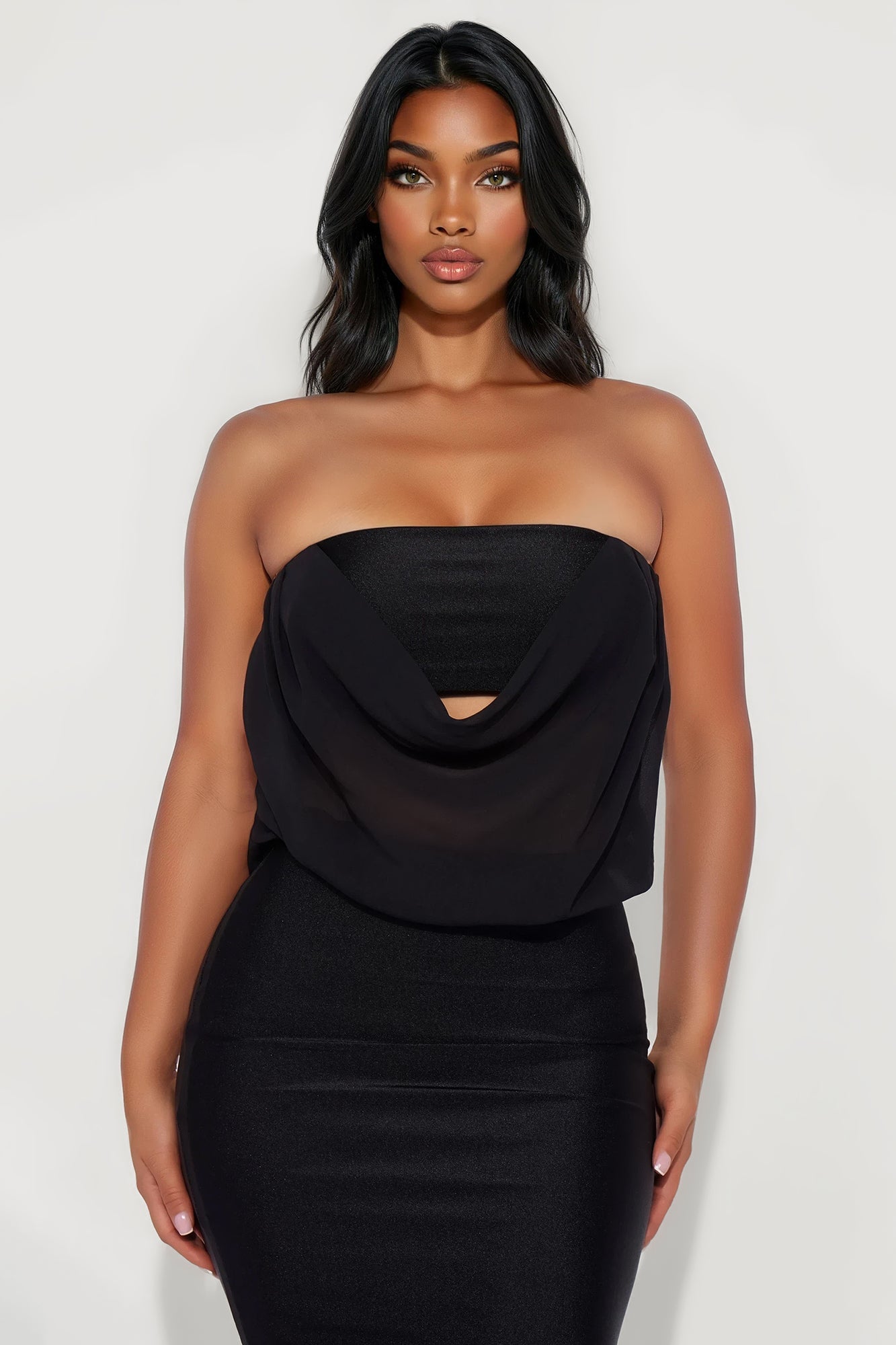 Blunt Moment Strapless Gown - Black