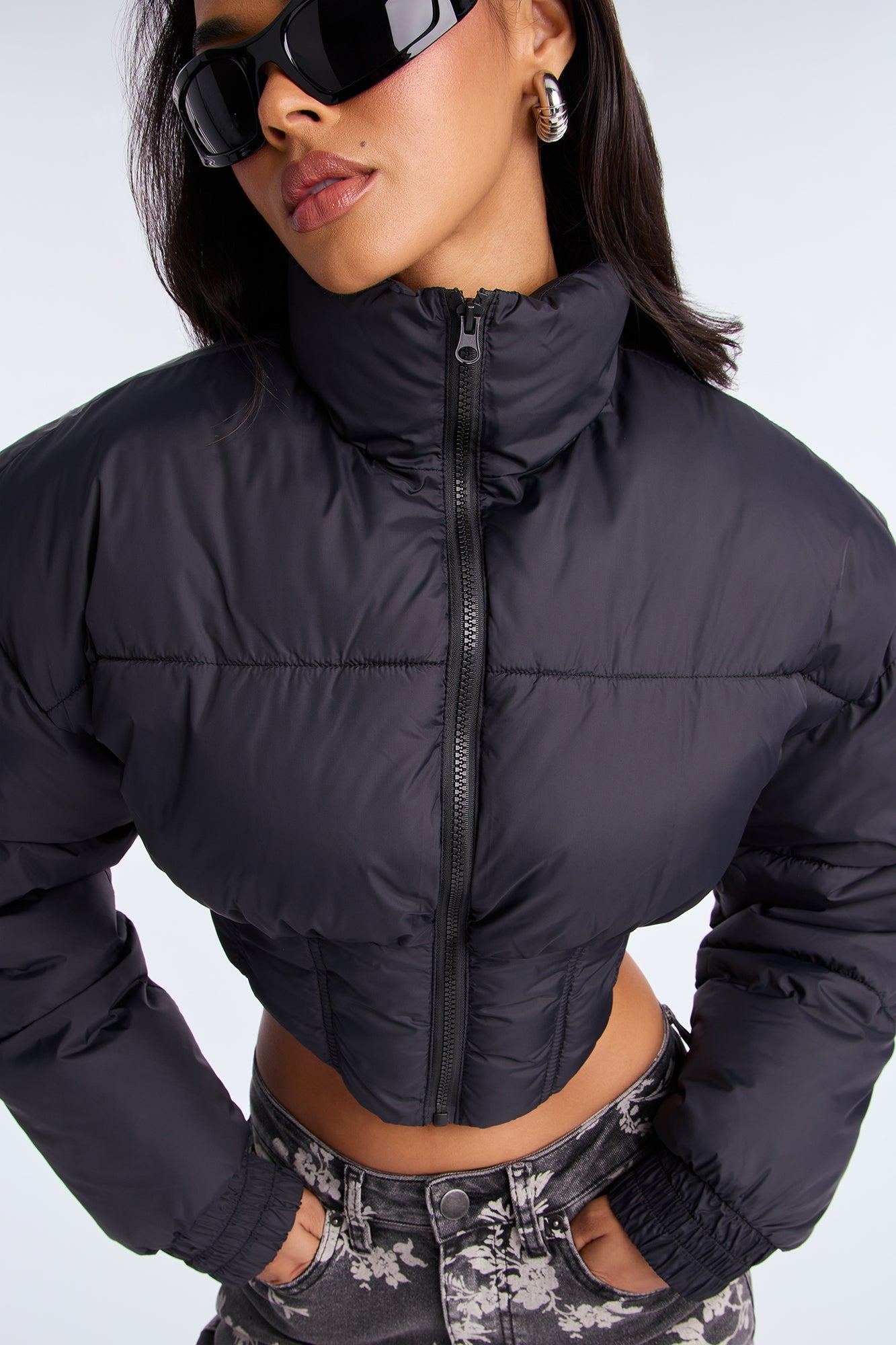 Janet Corset Puffer Jacket - Black