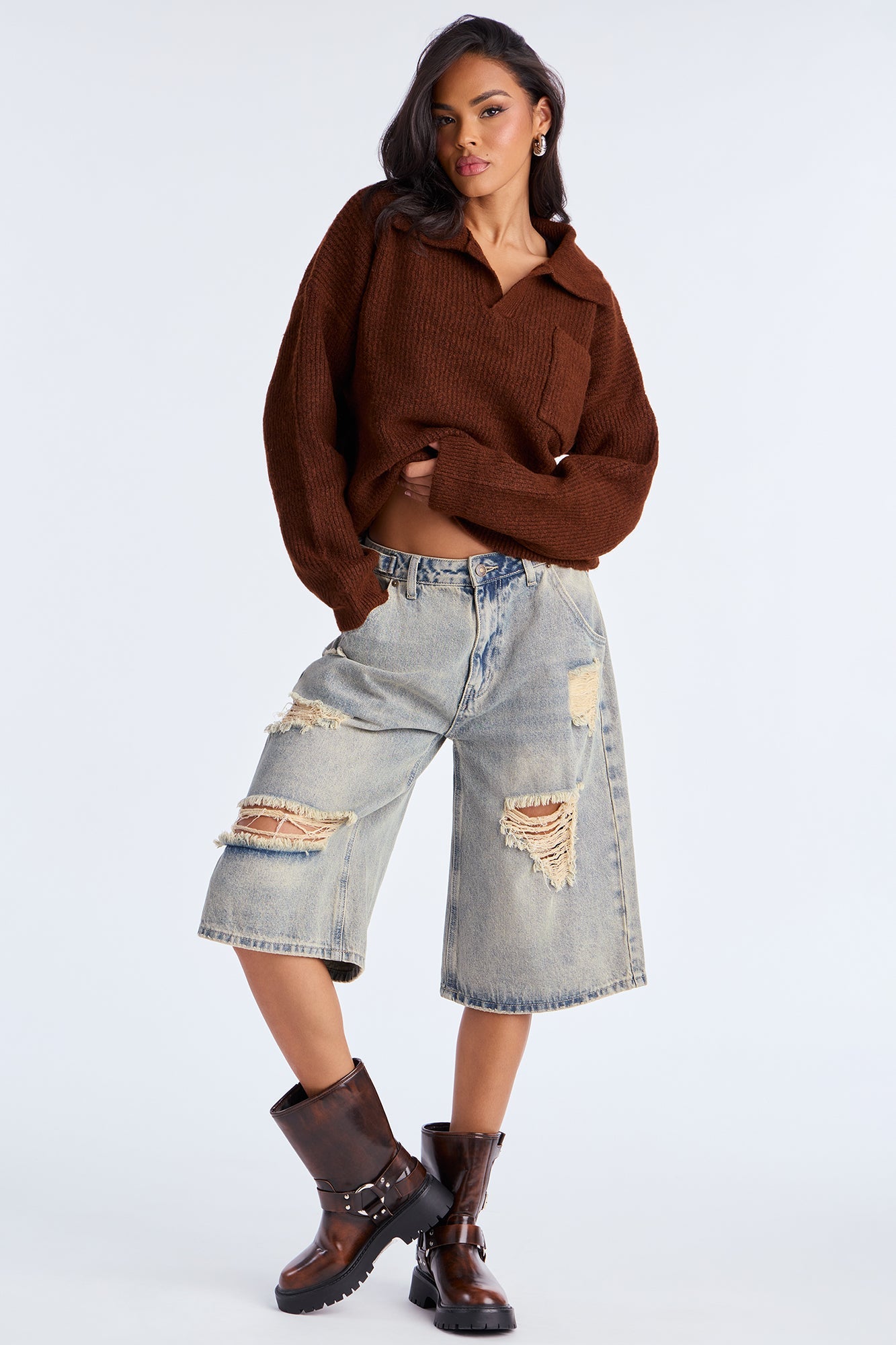Ollie Polo Sweater - Brown