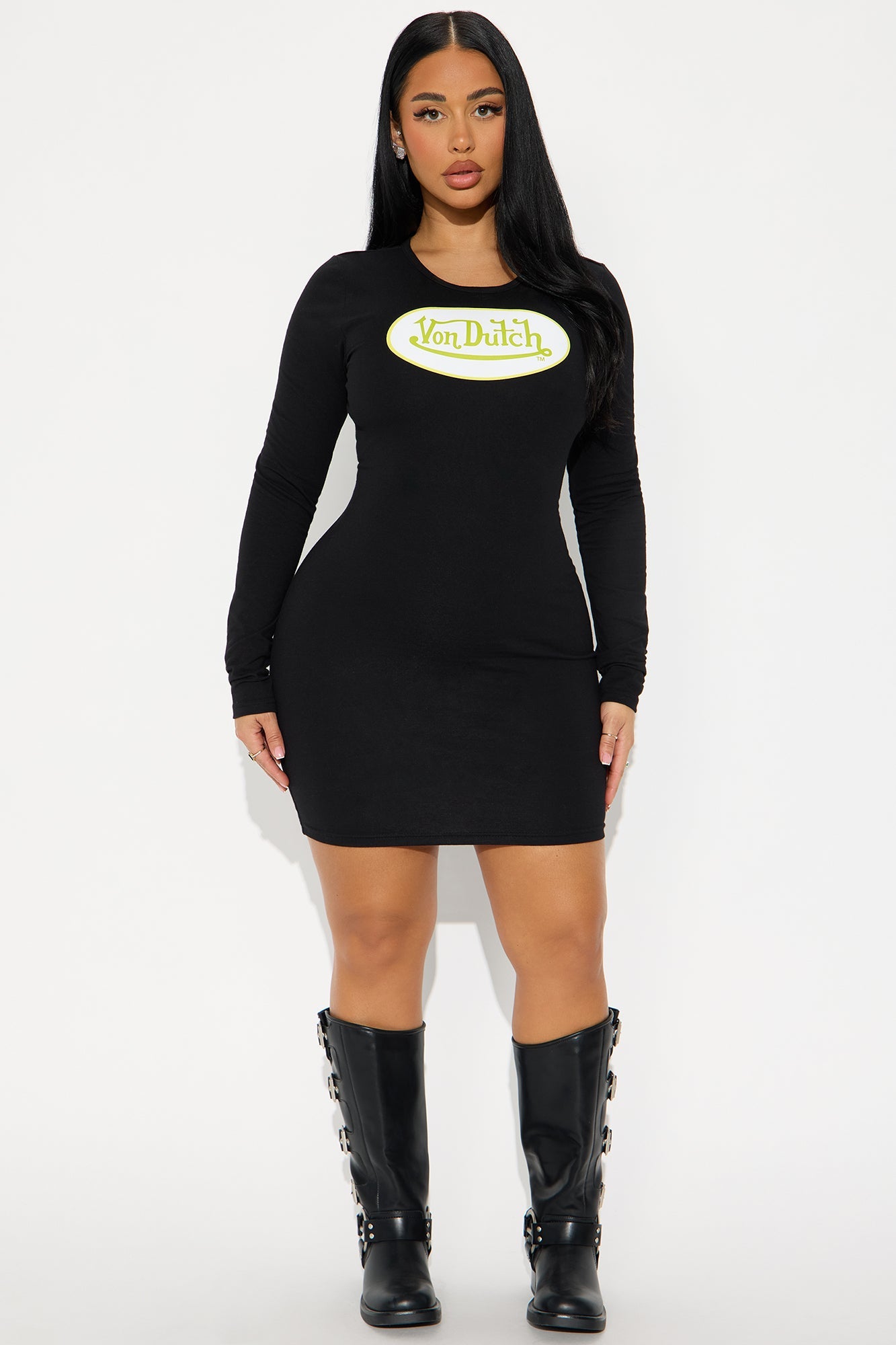 Von Dutch Logo Mini Dress - Black