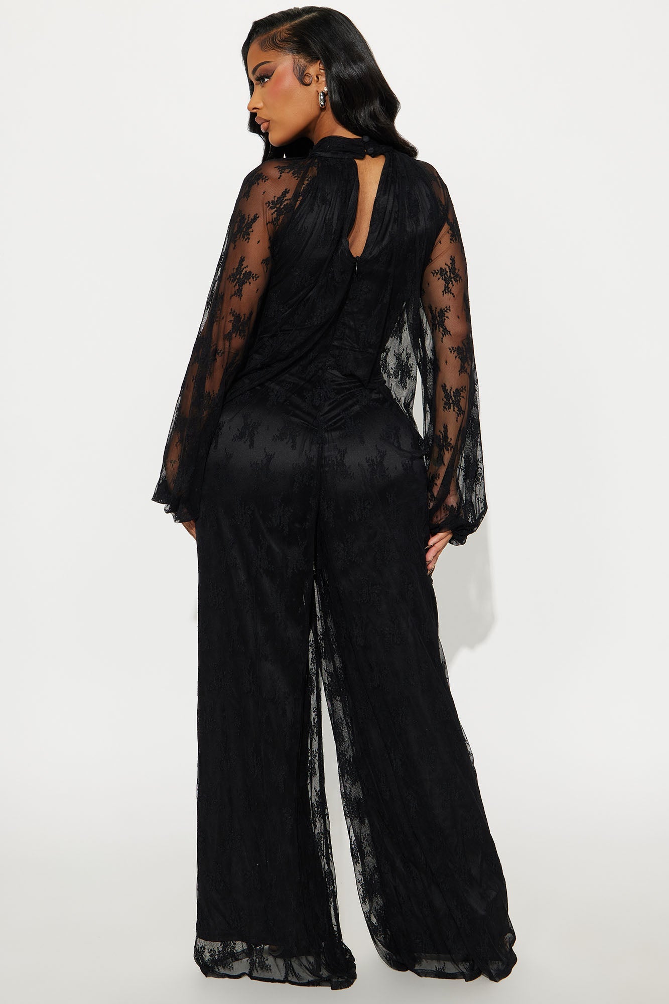 Maya Lace Wide Leg Jumpsuit - Black