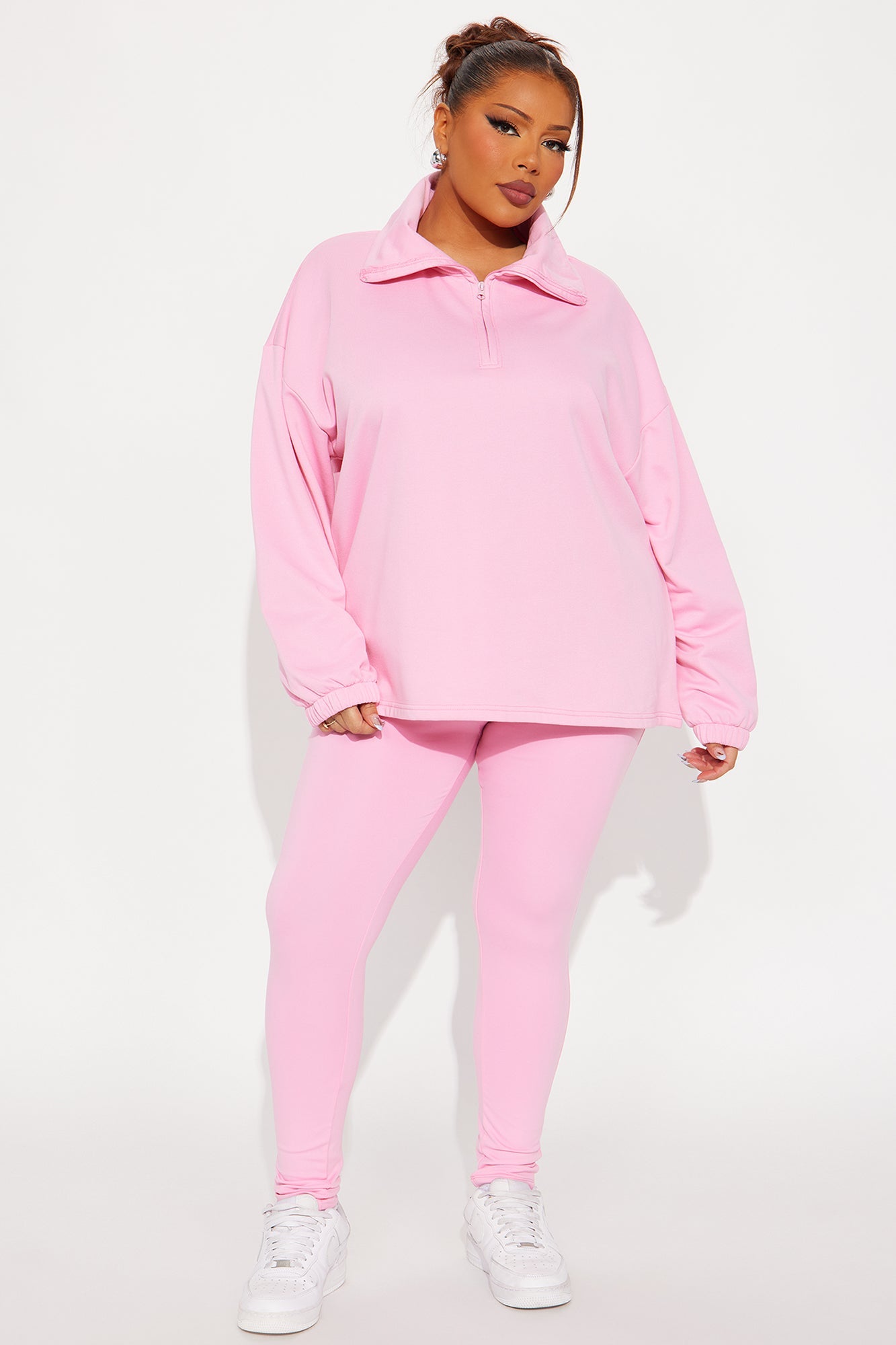 Beverly Quarter Zip Fleece Pant Set - Pink