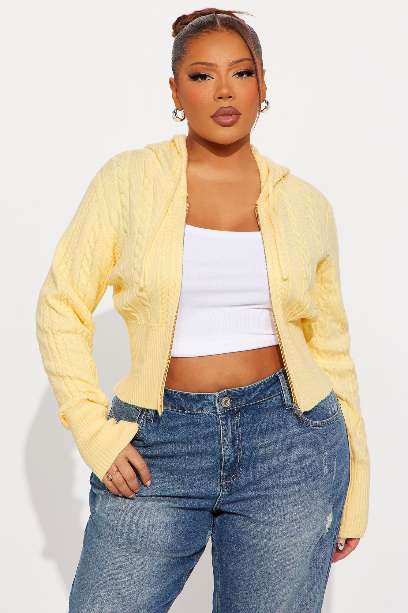 Everyday Thing Cable Knit Sweater - Yellow