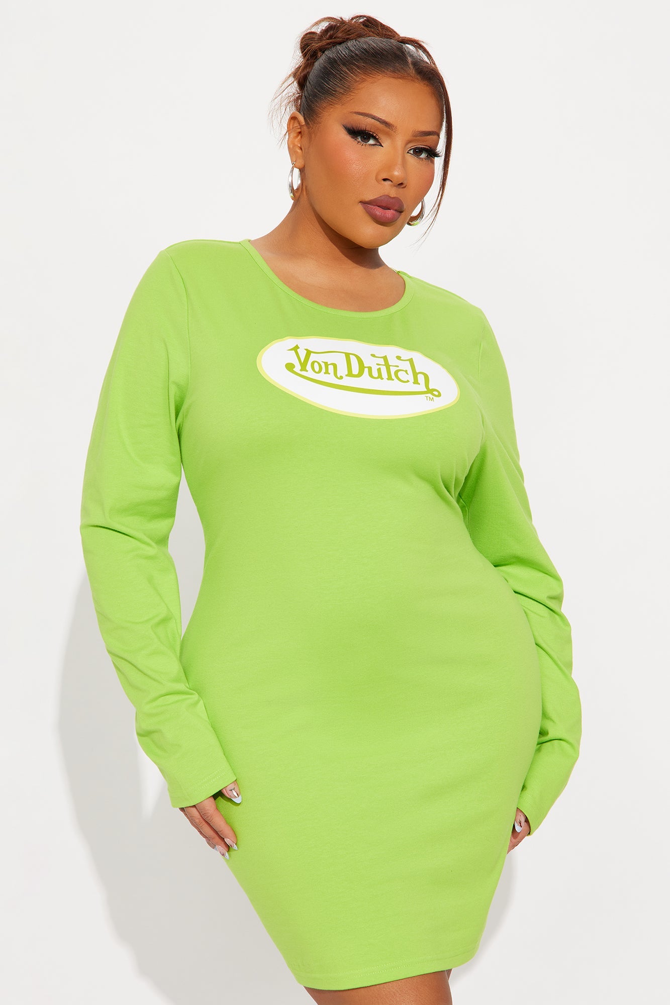 Von Dutch Logo Mini Dress - Lime
