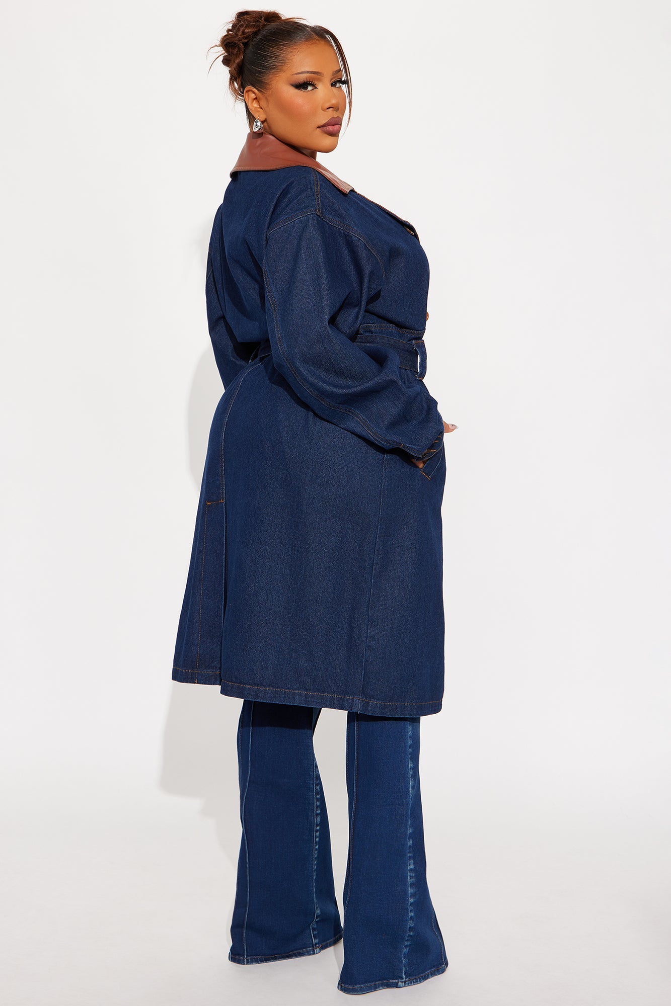 Downtown Living Trench Coat - Dark Wash