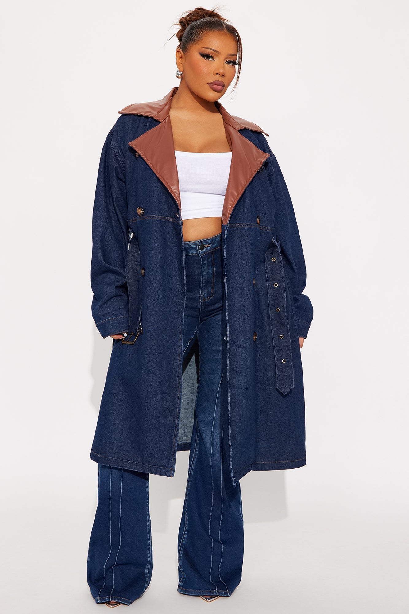 Downtown Living Trench Coat - Dark Wash