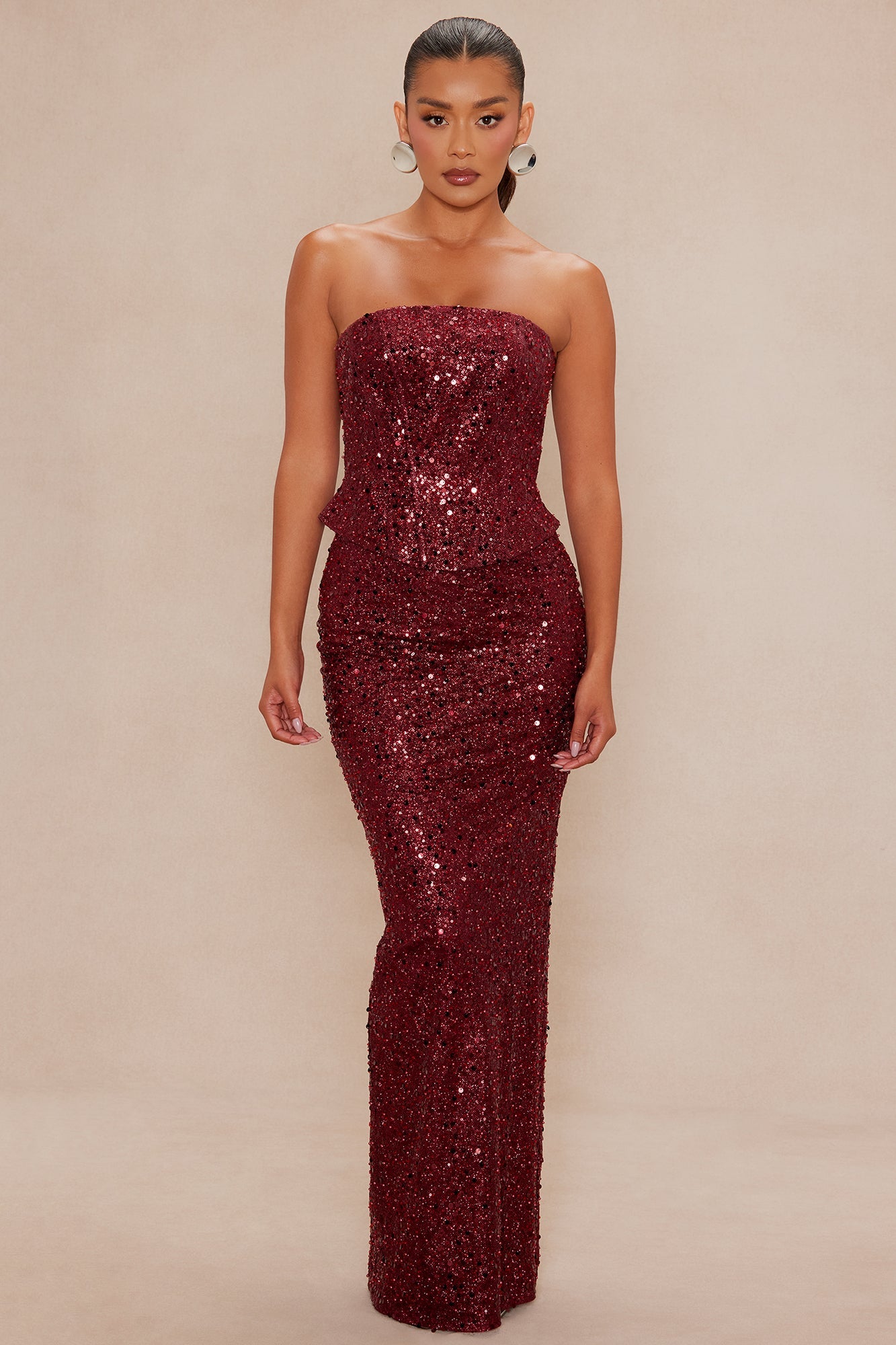 Whimsical Beauty Sequin Skirt Set - Burgundy