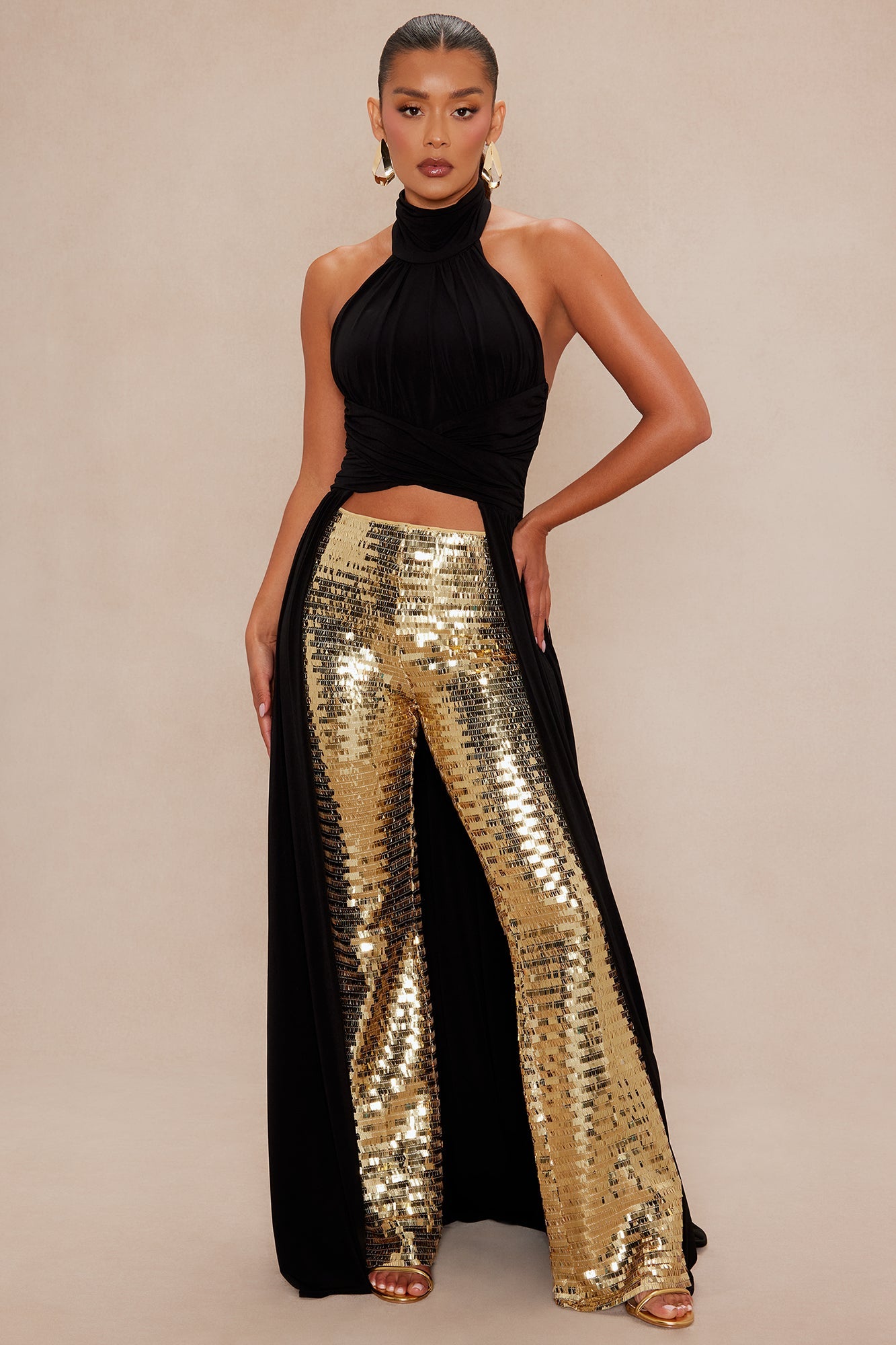Saphira Sequin Flare Pant - Gold
